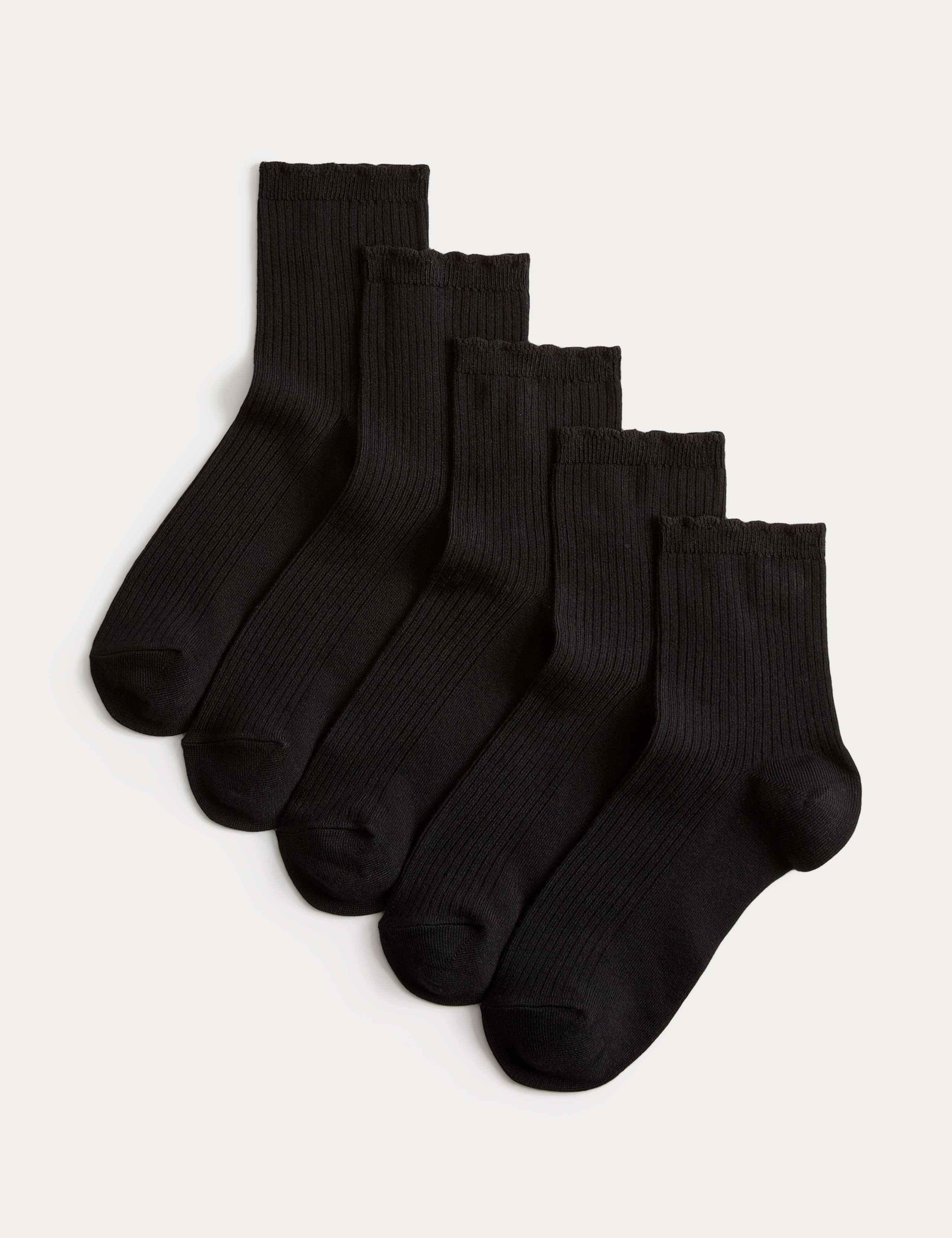 5 Pack Supersoft Ribbed Quarter Socks 1 of 1