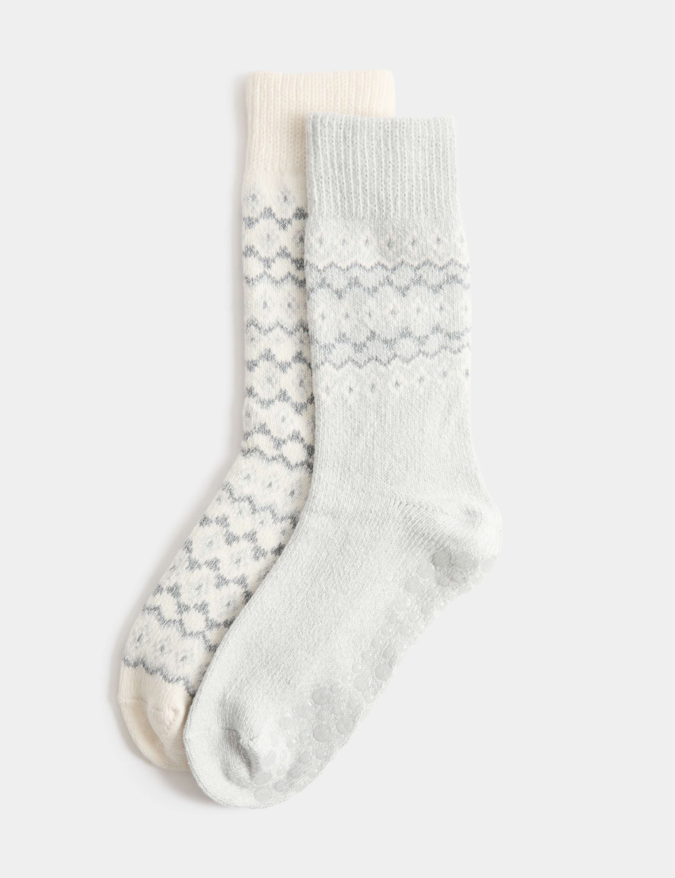 2 Pack Fairisle Slipper Socks 1 of 2