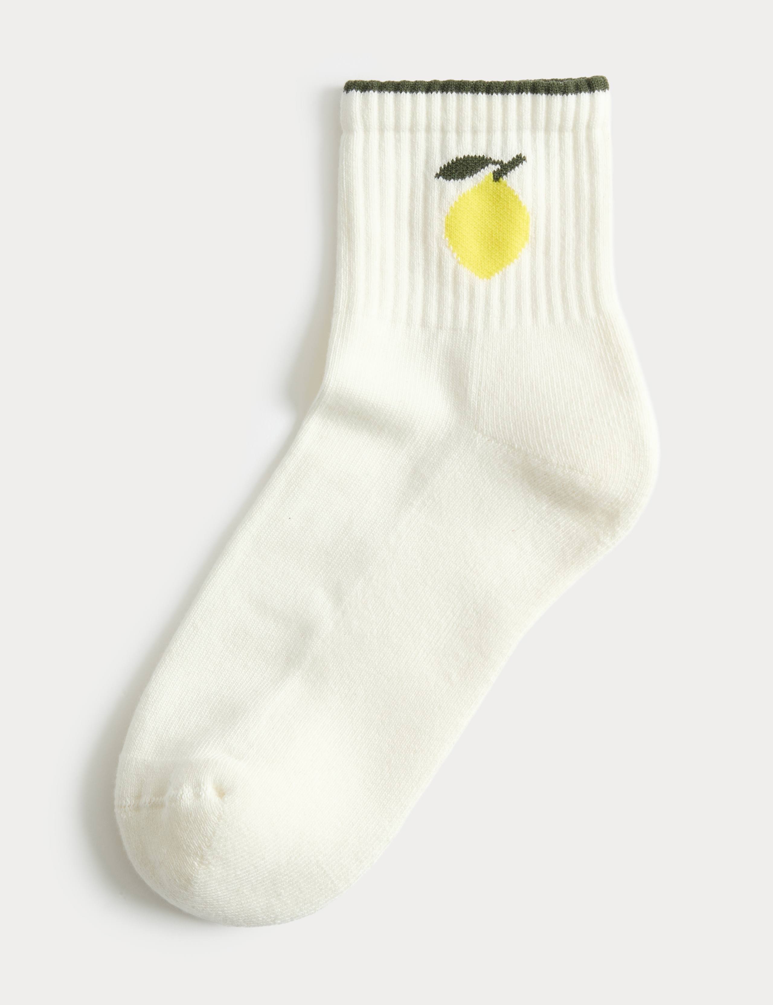 2 Pack Cotton Rich Fruit Ankle High Socks 2 of 4