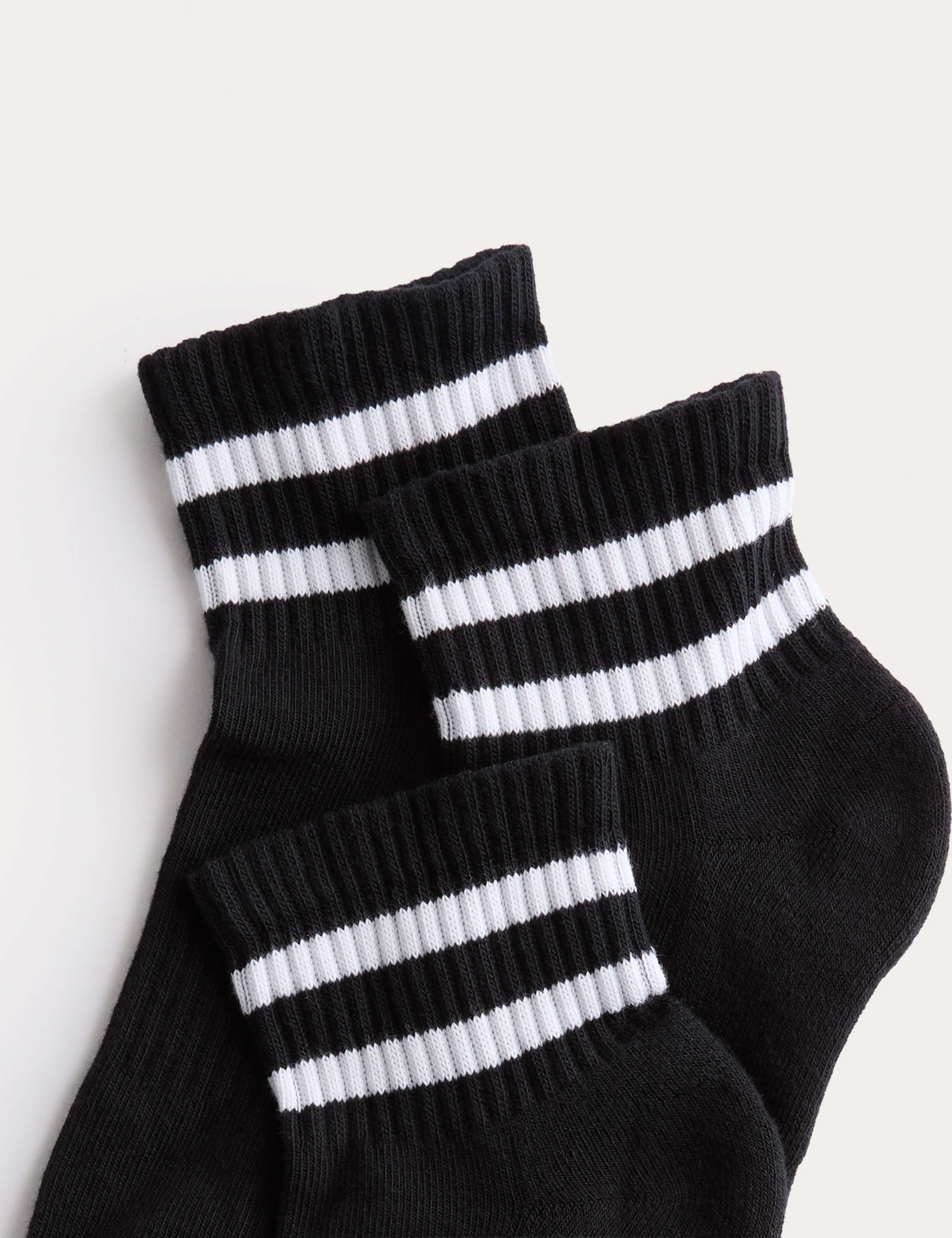 3 Pack Cotton Rich Striped Quarter Socks 2 of 2
