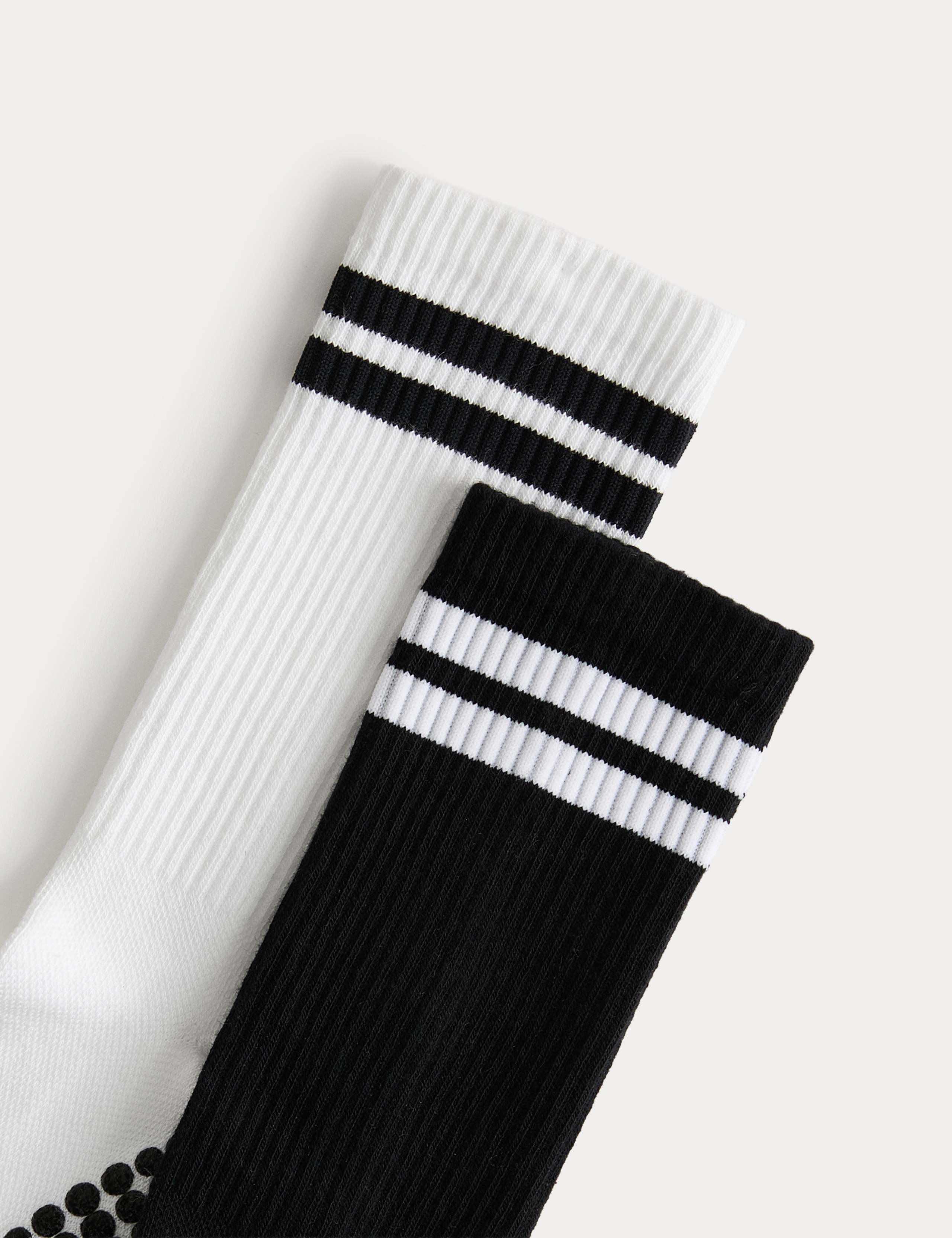 2 Pack Cotton Blend Stripe Yoga Socks 2 of 3