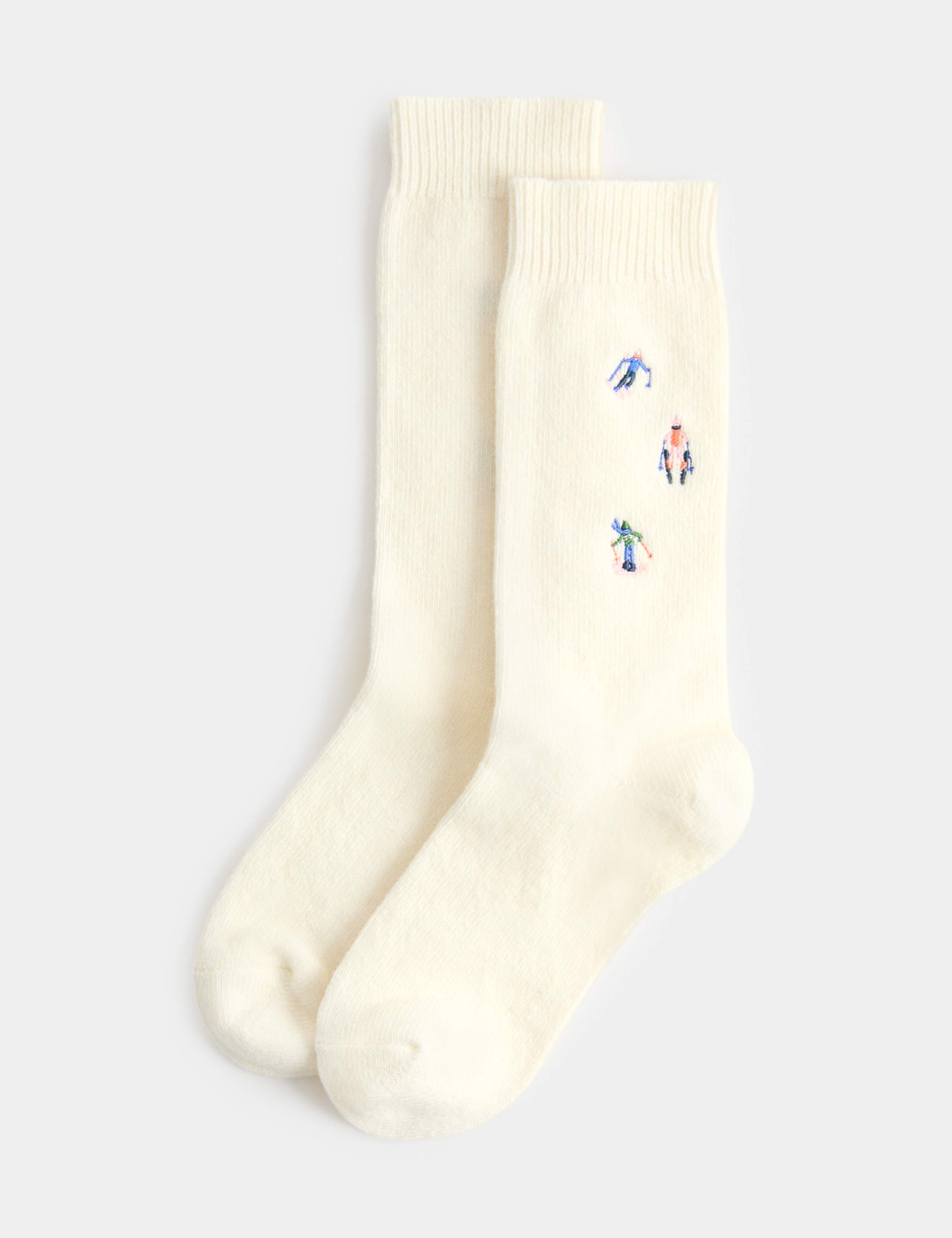 Wool Blend Embroidered Ankle High Socks 1 of 2