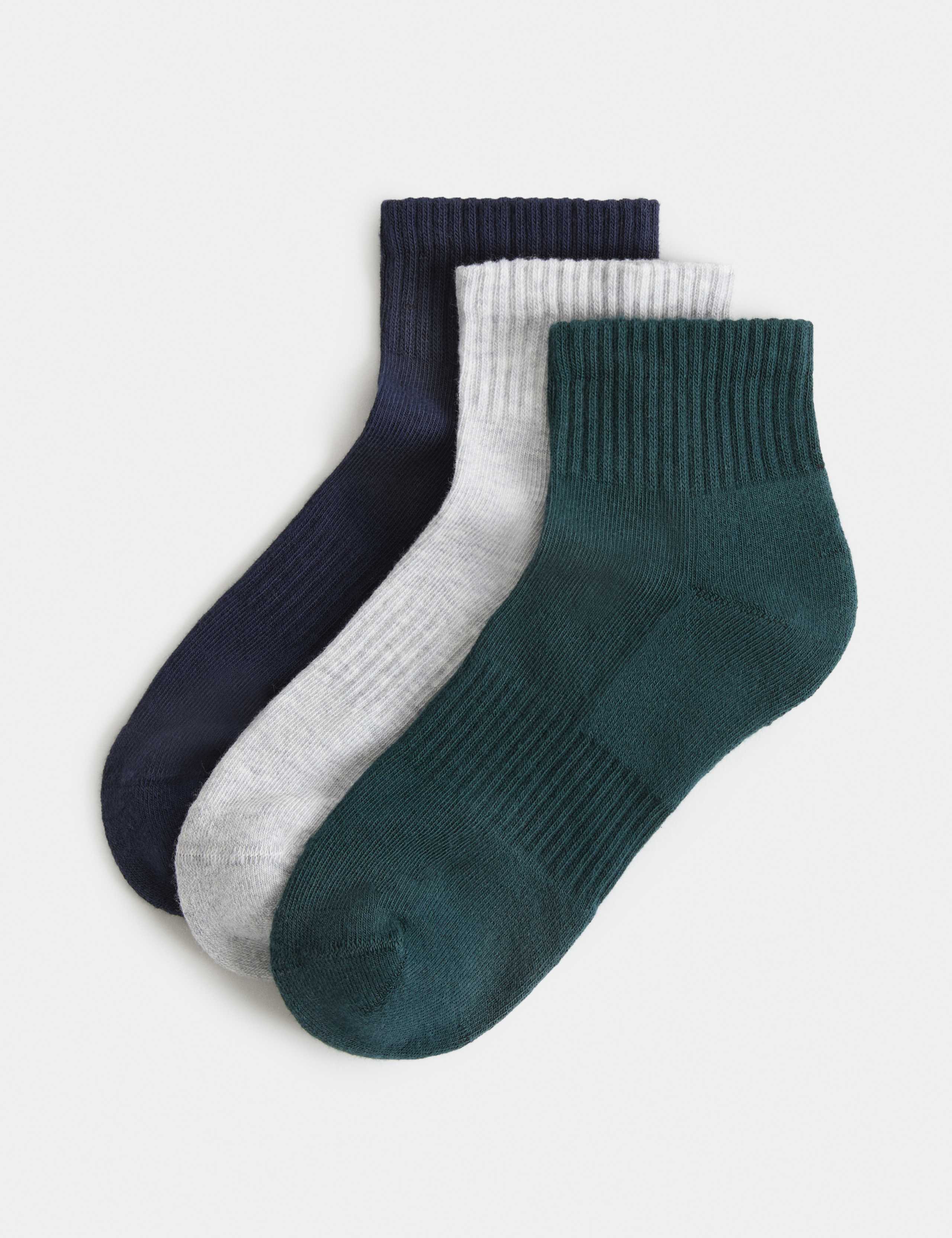 3 Pack Cotton Rich Quarter Socks 1 of 2