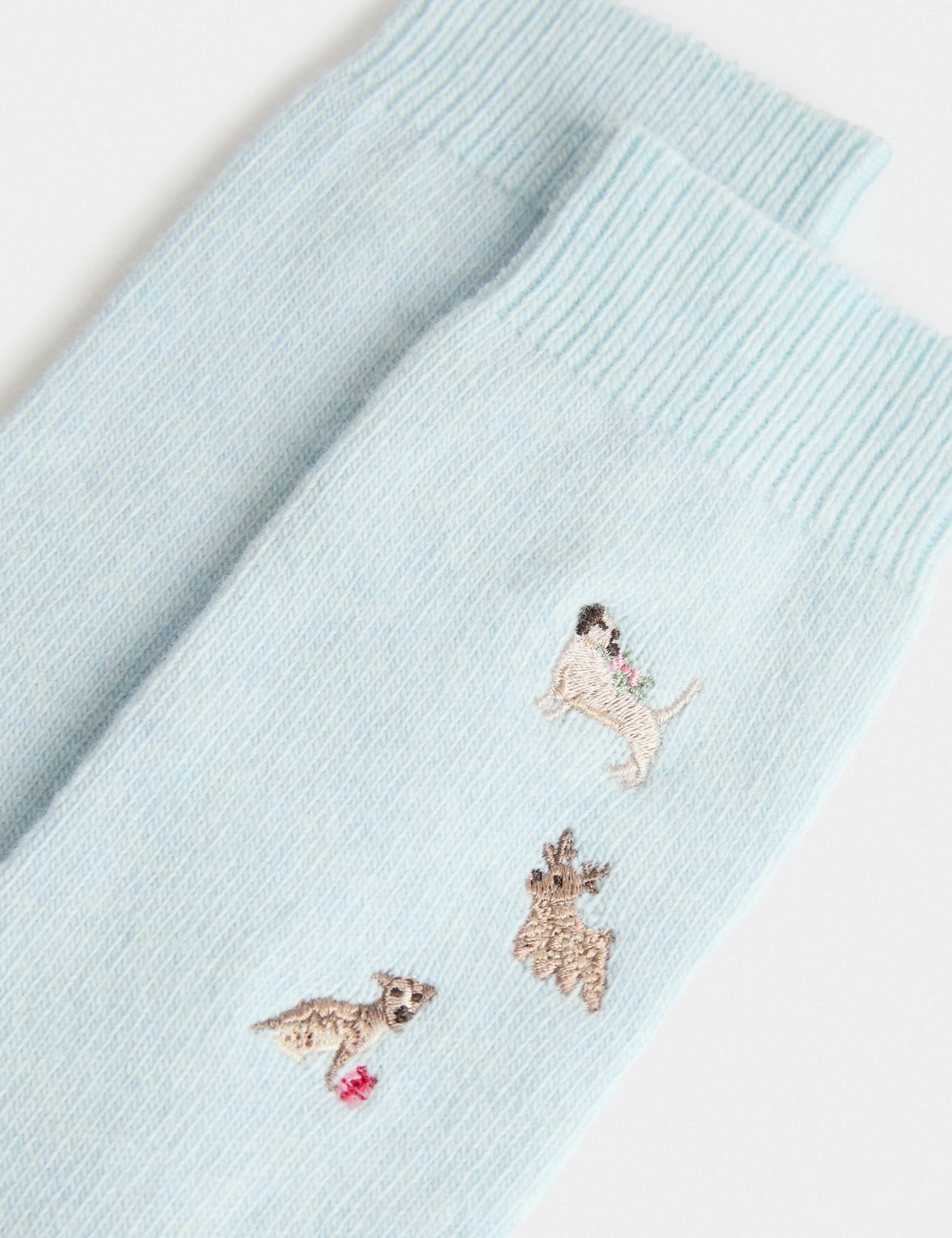 Wool Blend Embroidered Ankle High Socks 2 of 2