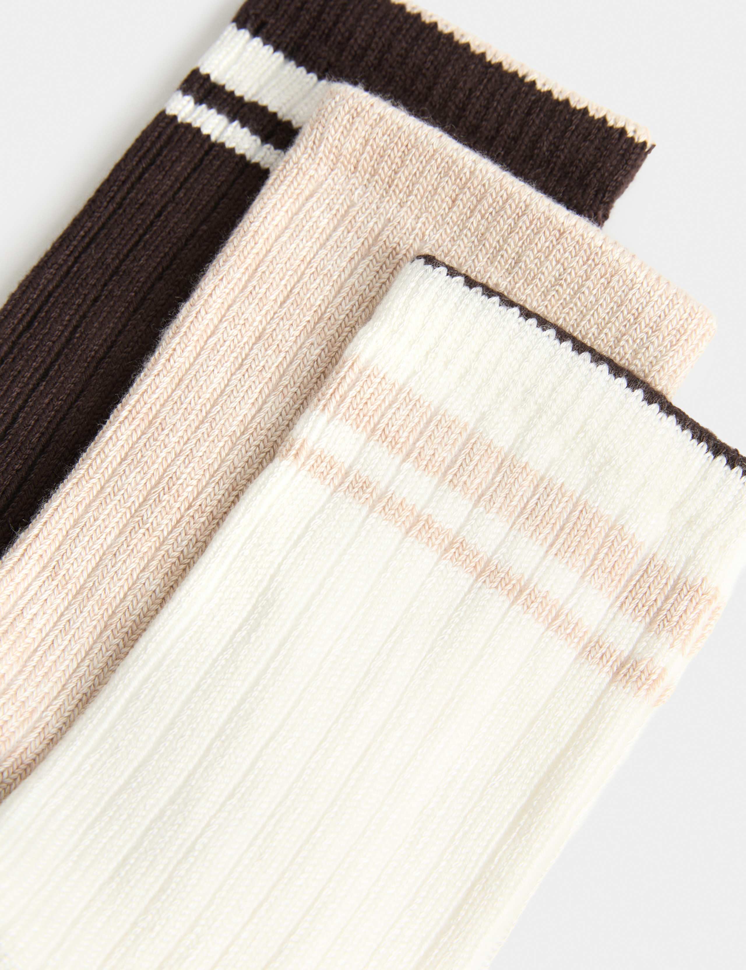 3 Pack Thermal Rayon Rich Striped Crew Socks 2 of 2