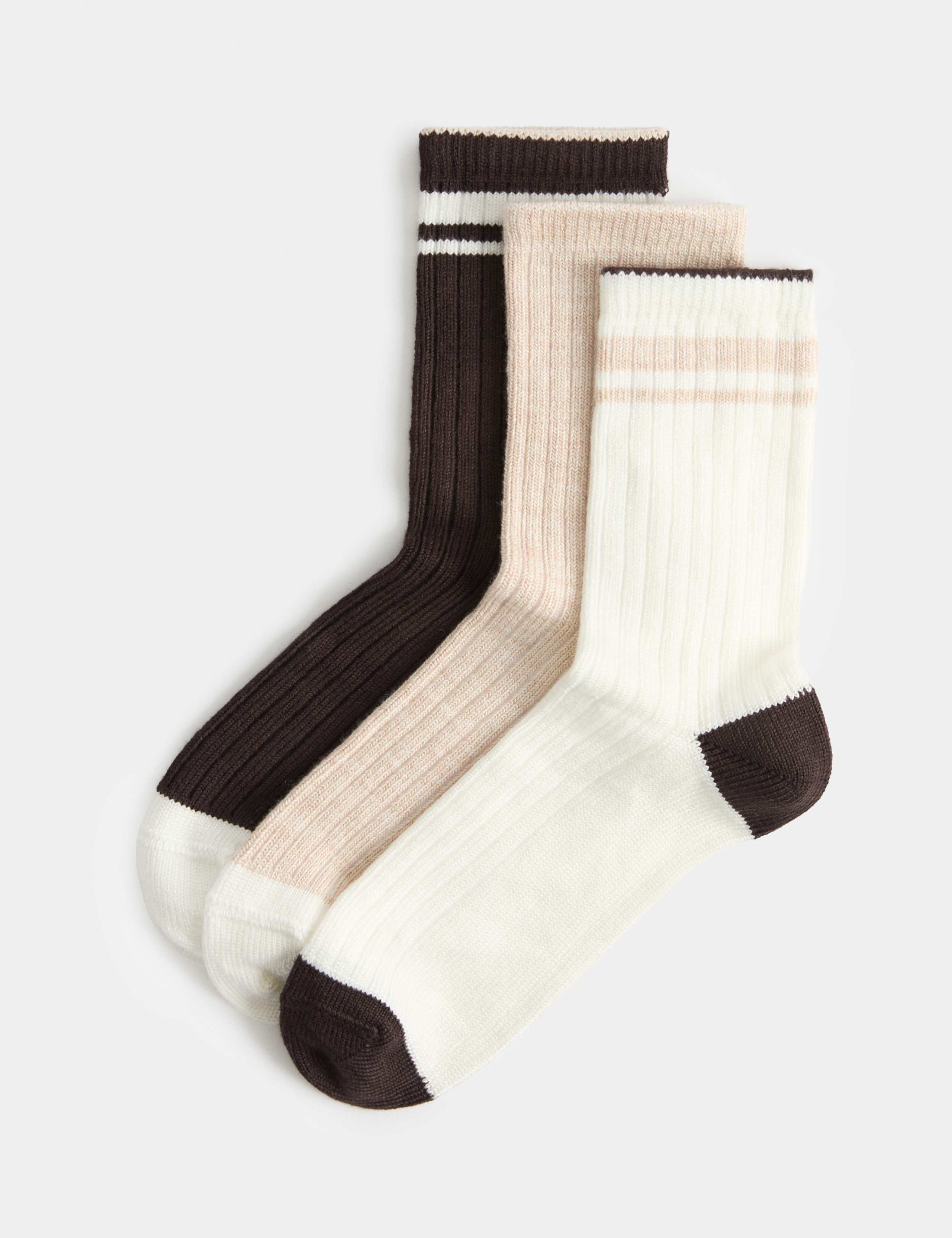 3 Pack Thermal Rayon Rich Striped Crew Socks 1 of 2