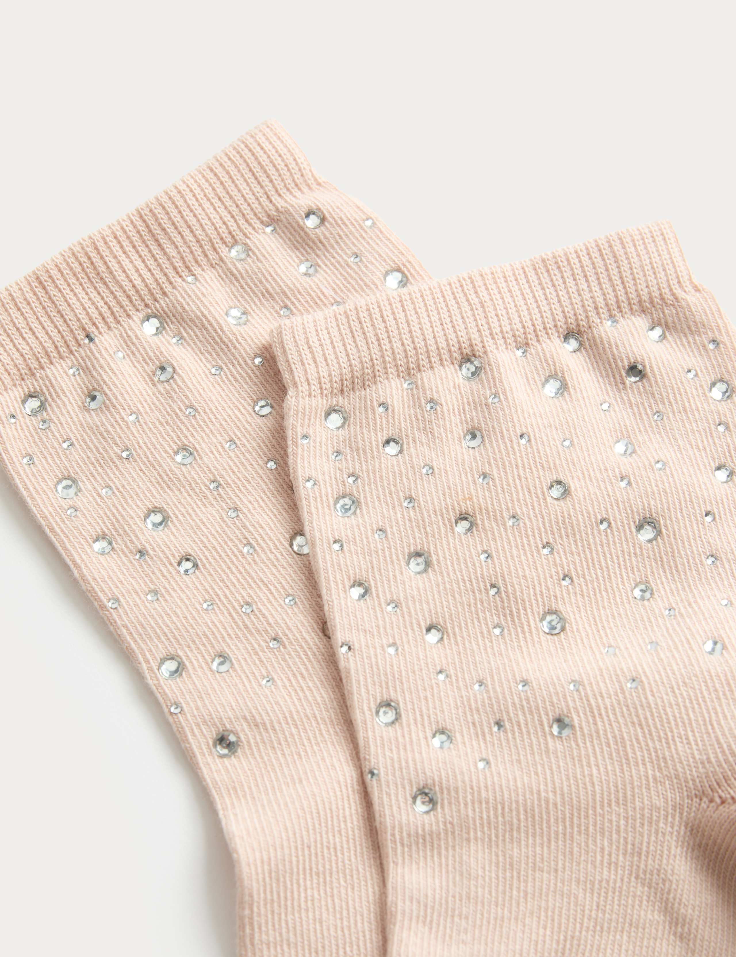 Cotton Rich Embellished Ankle Socks 4 of 4