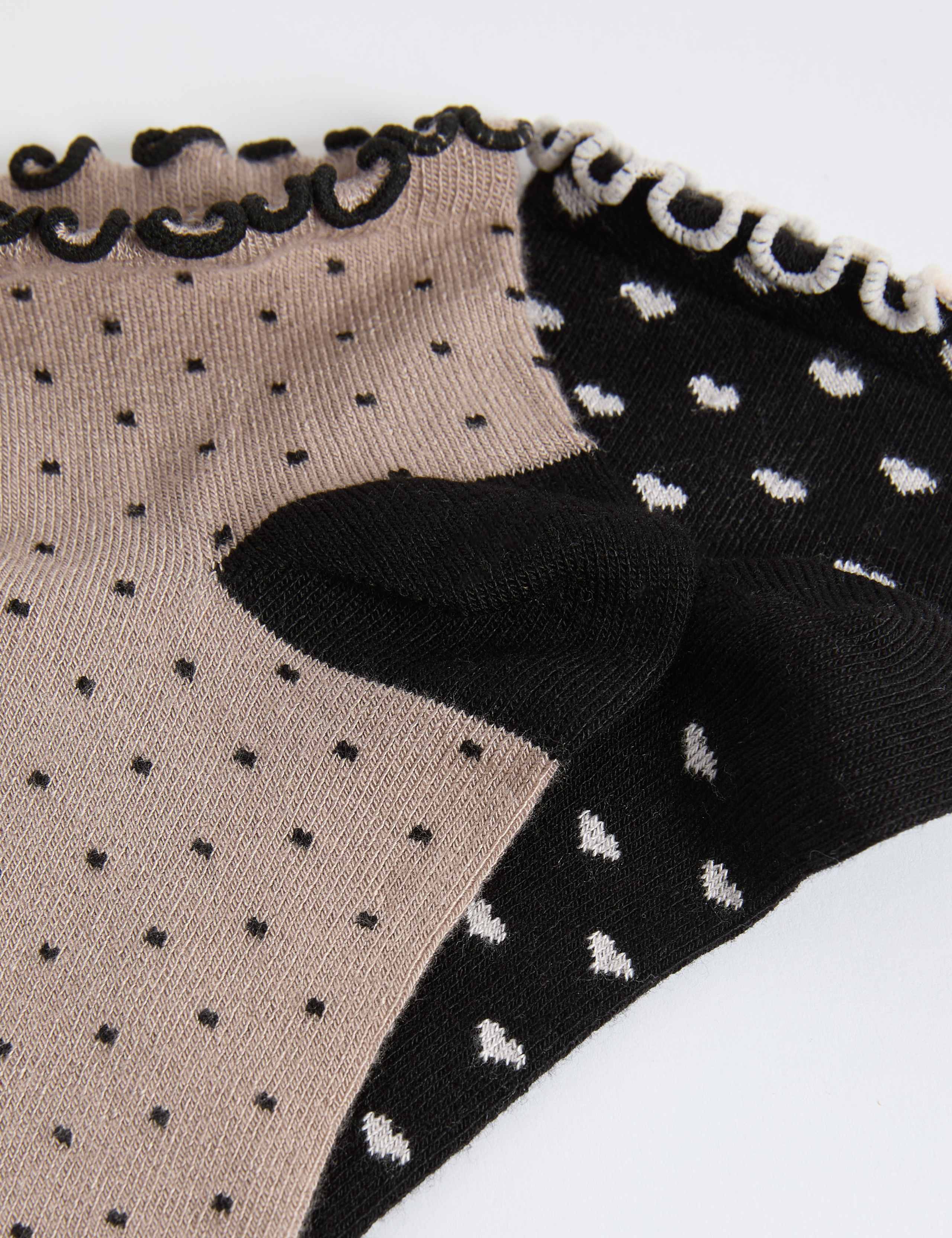 2pk Sumptuously Soft™ Heart & Spot Quarter Socks 2 of 2