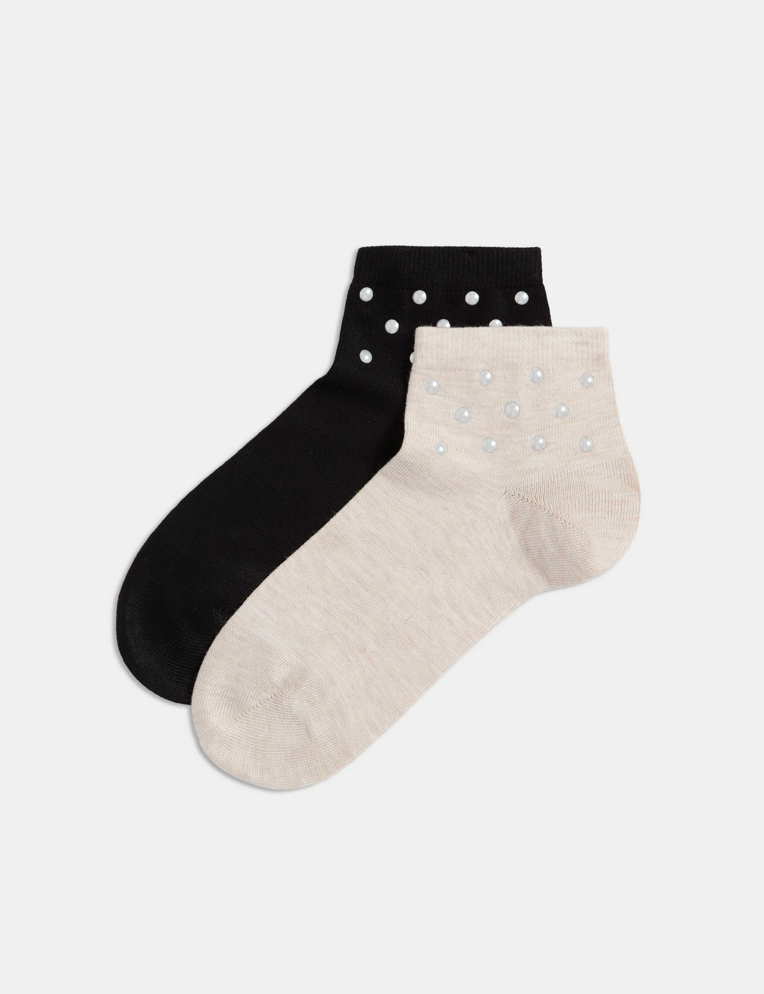 2pk Sumptuously Soft™ Embellished Quarter Socks 1 of 2