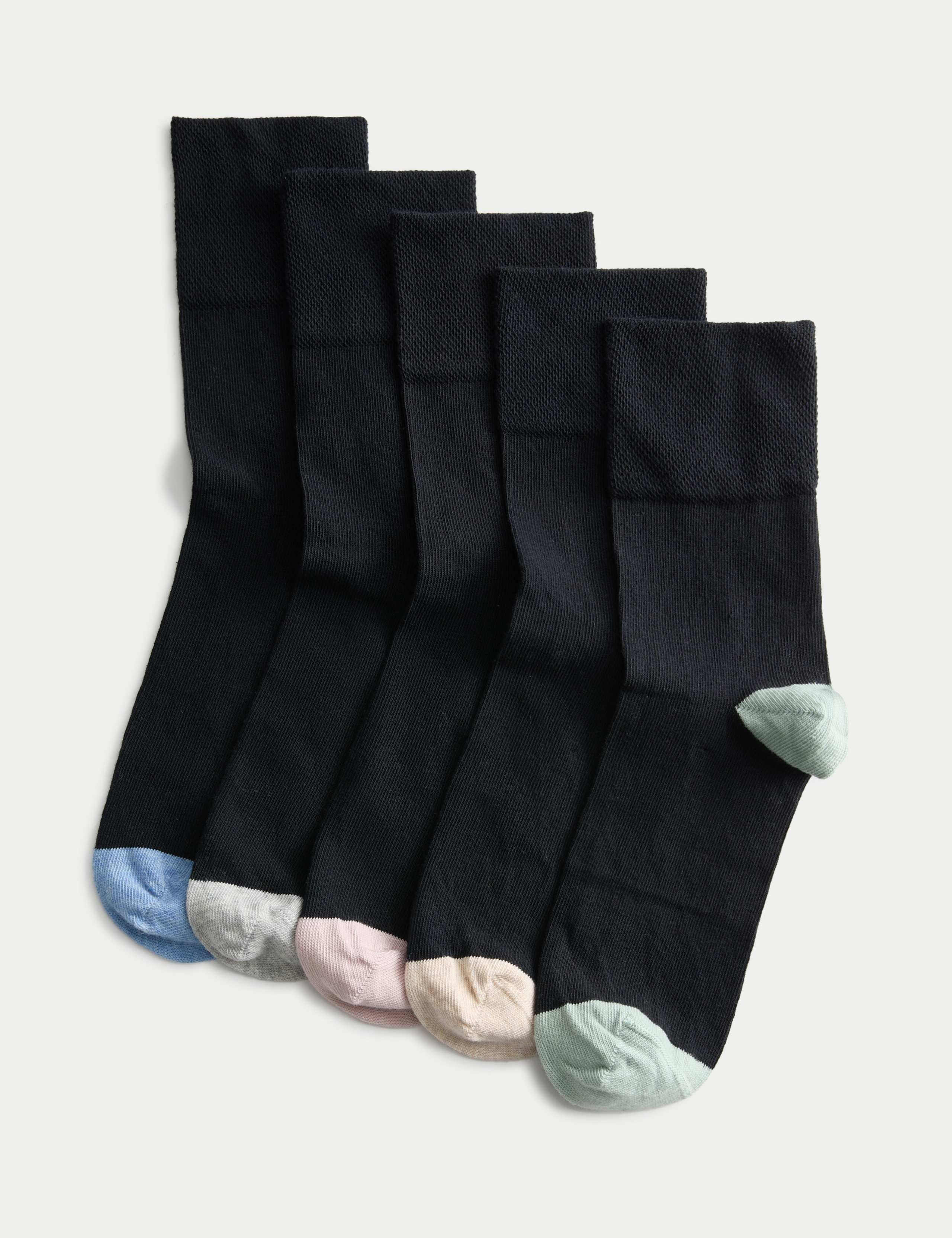 5pk Cotton Rich Soft Top Ankle High Socks 1 of 2