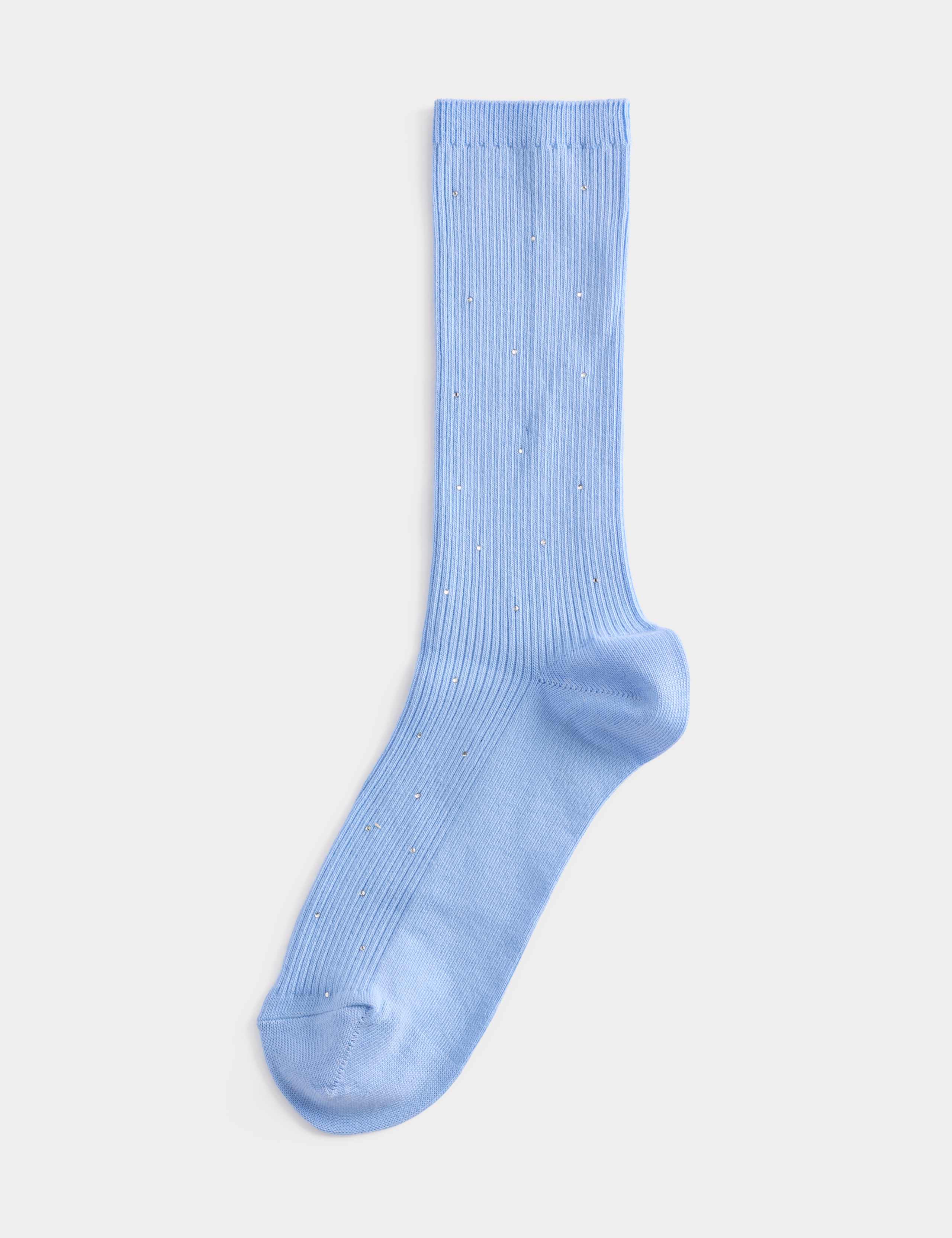 Cotton Rich Embellished Ribbed Crew Socks 1 of 1