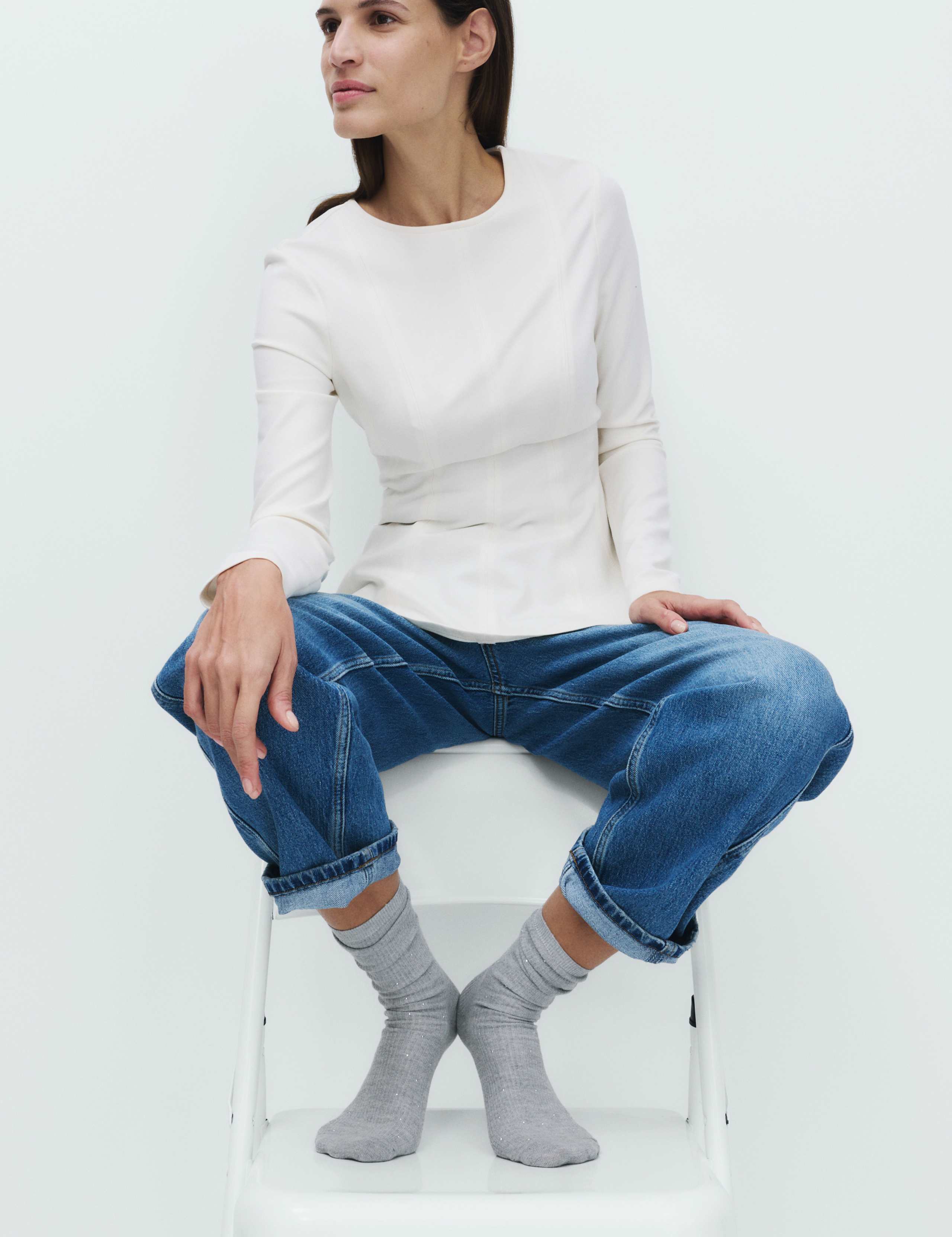 Cotton Blend Ribbed Embellished Crew Socks 3 of 5