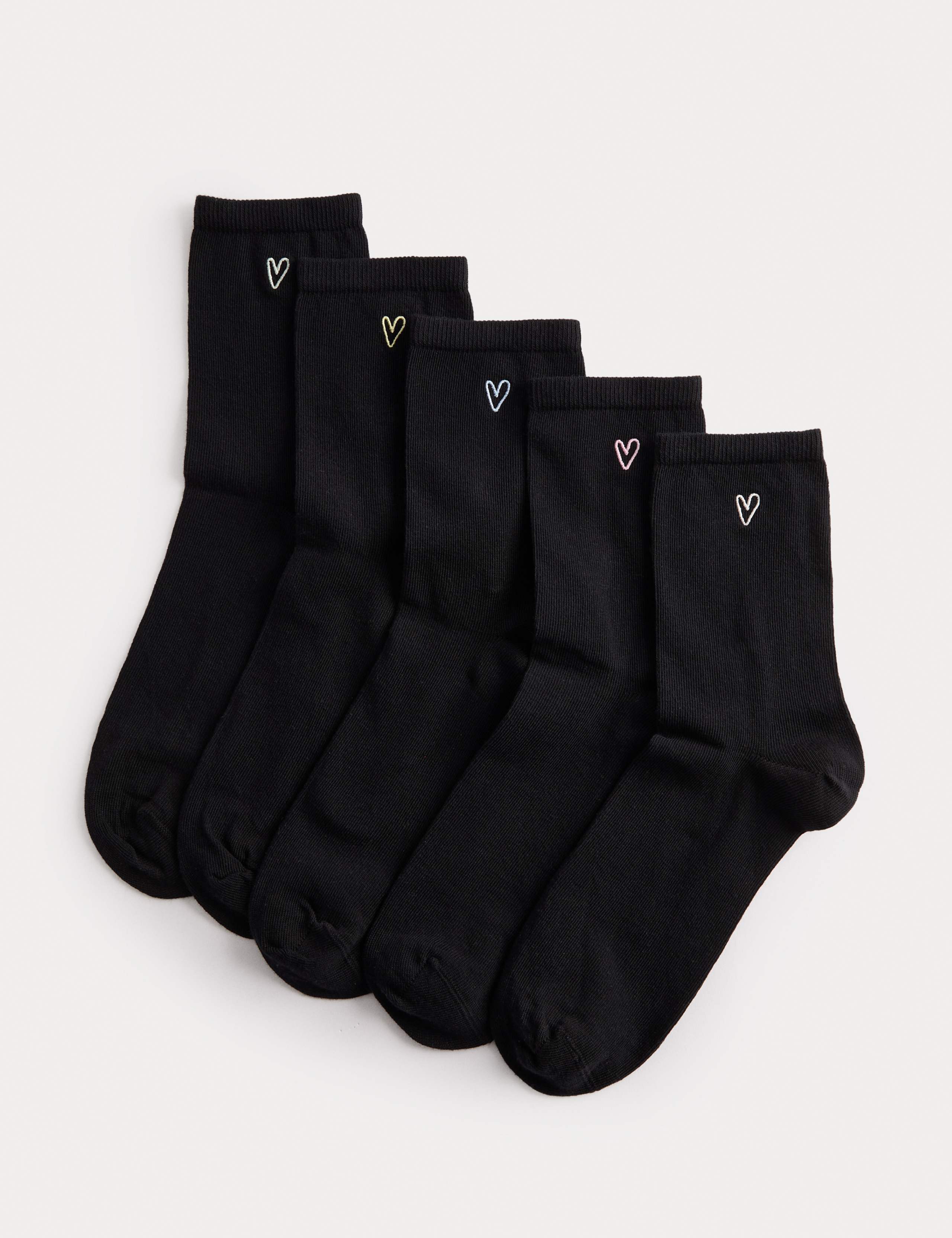 5 Pack Cotton Rich Embroidered Crew Socks 1 of 2