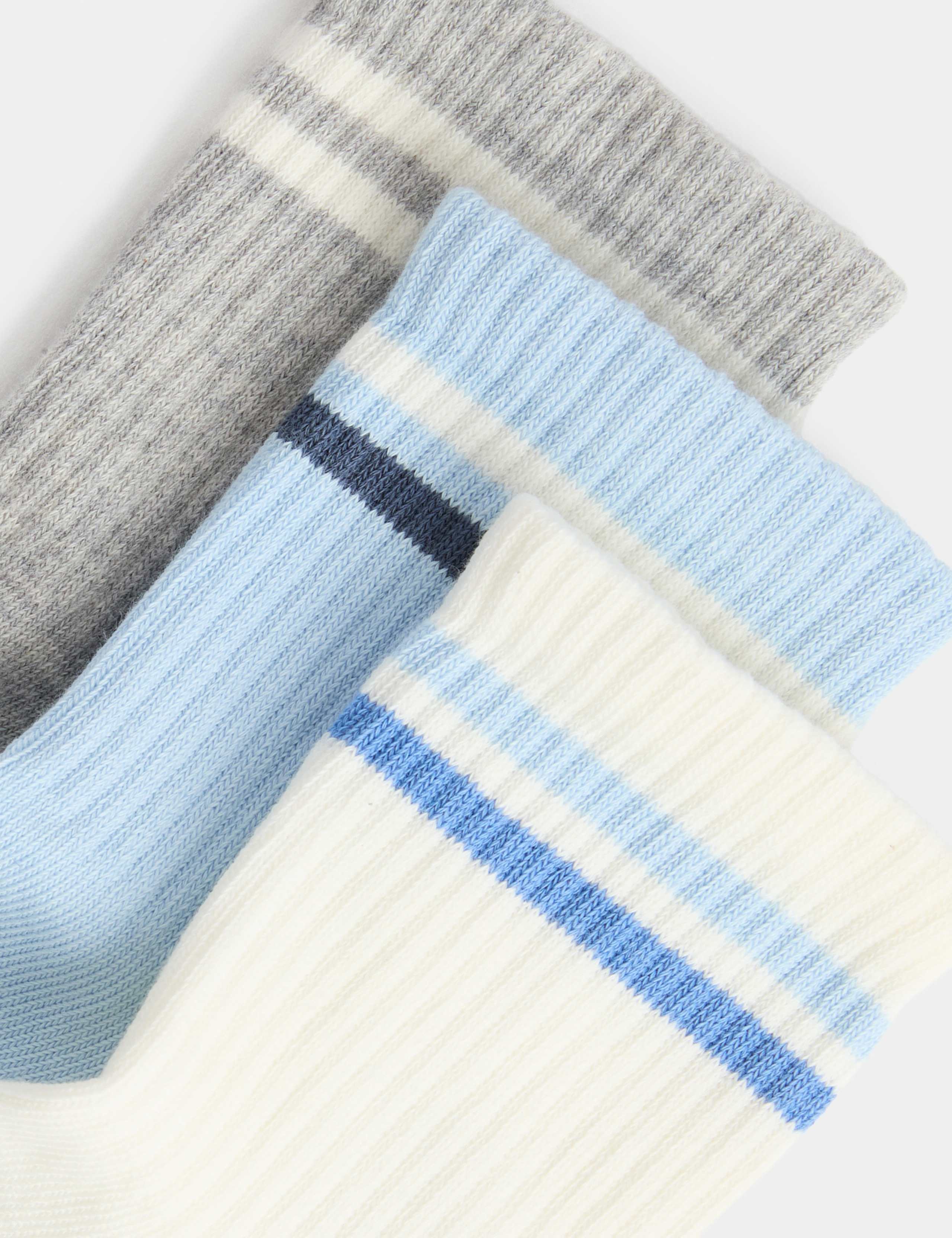 3 Pack Cotton Rich Striped Crew Socks 2 of 2