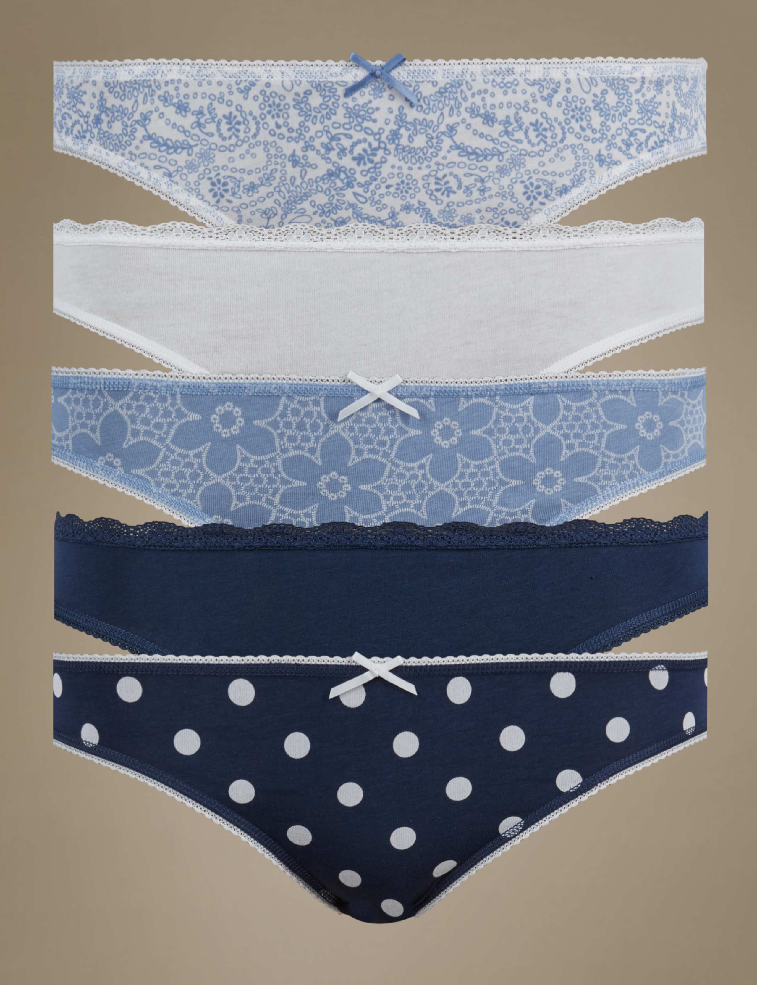 5 Pack Cotton Rich Assorted Bikini Knickers 1 of 3