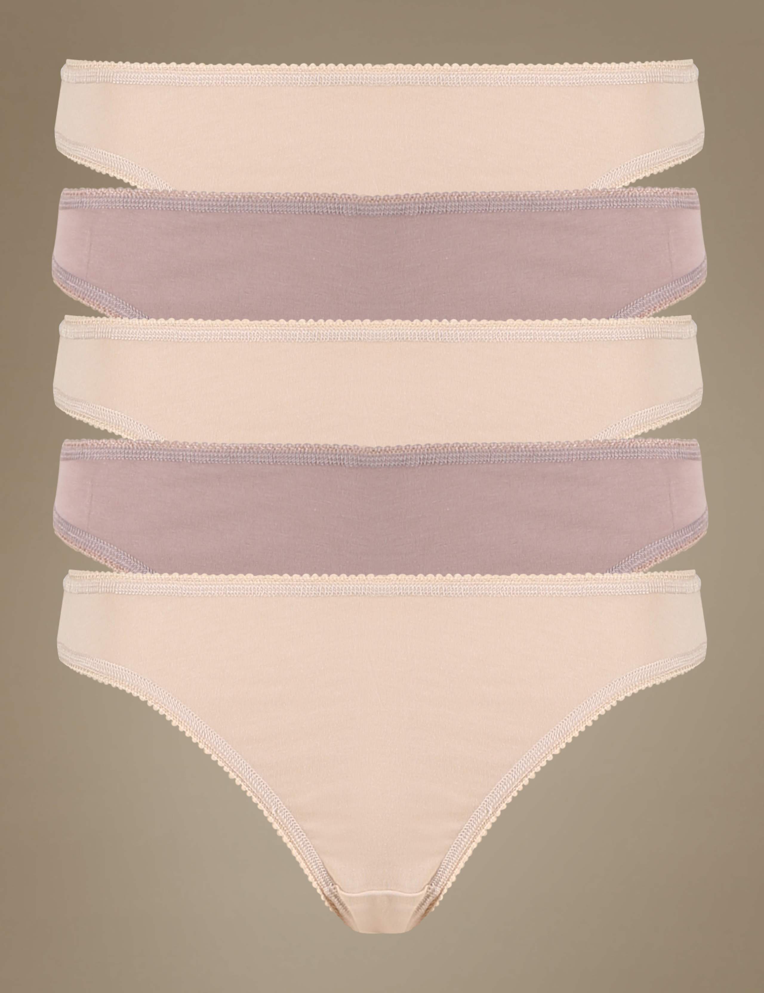 5 Pack Cotton Rich Assorted Low Rise Thongs 1 of 4