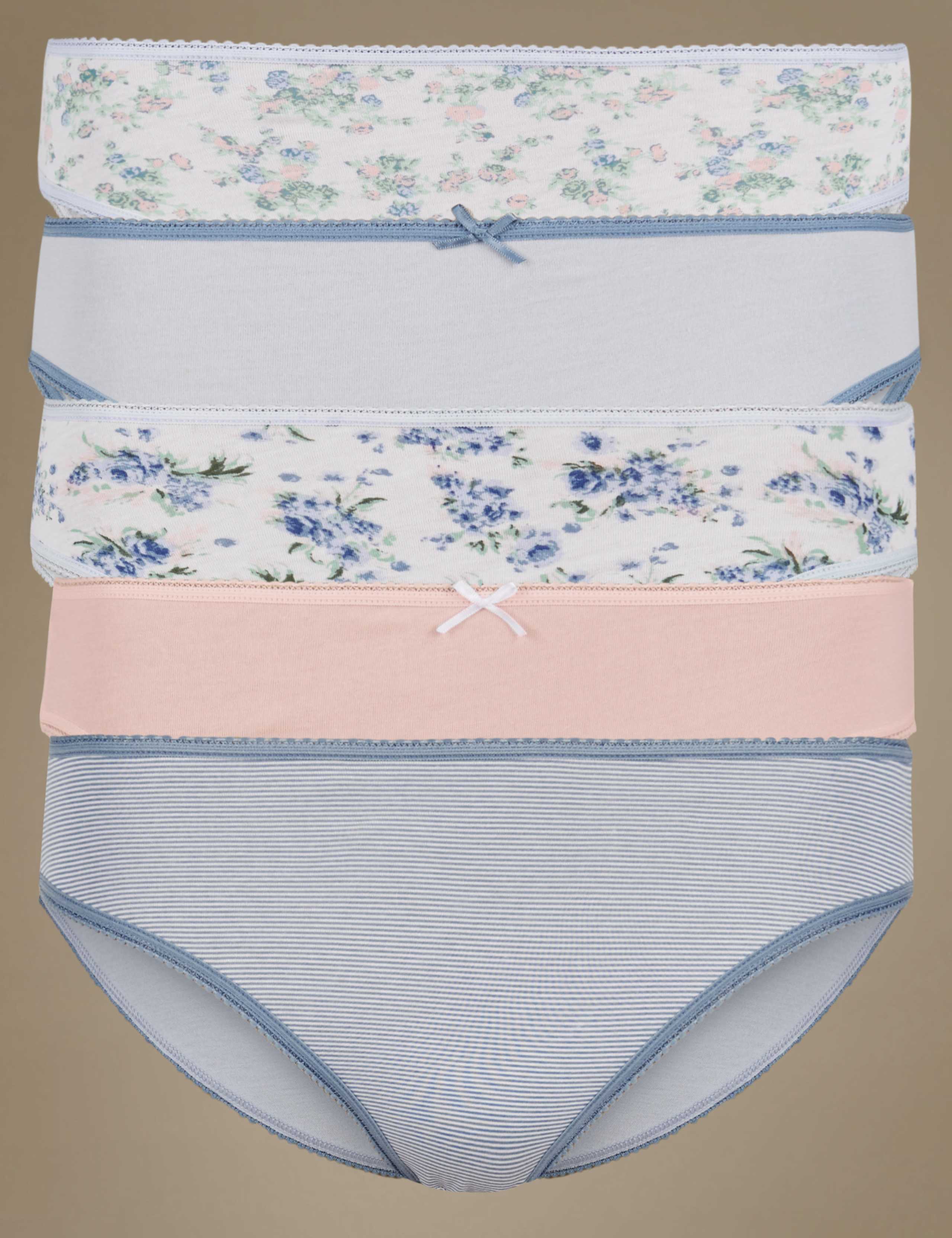5 Pack Pure Cotton High Leg Knickers 1 of 4