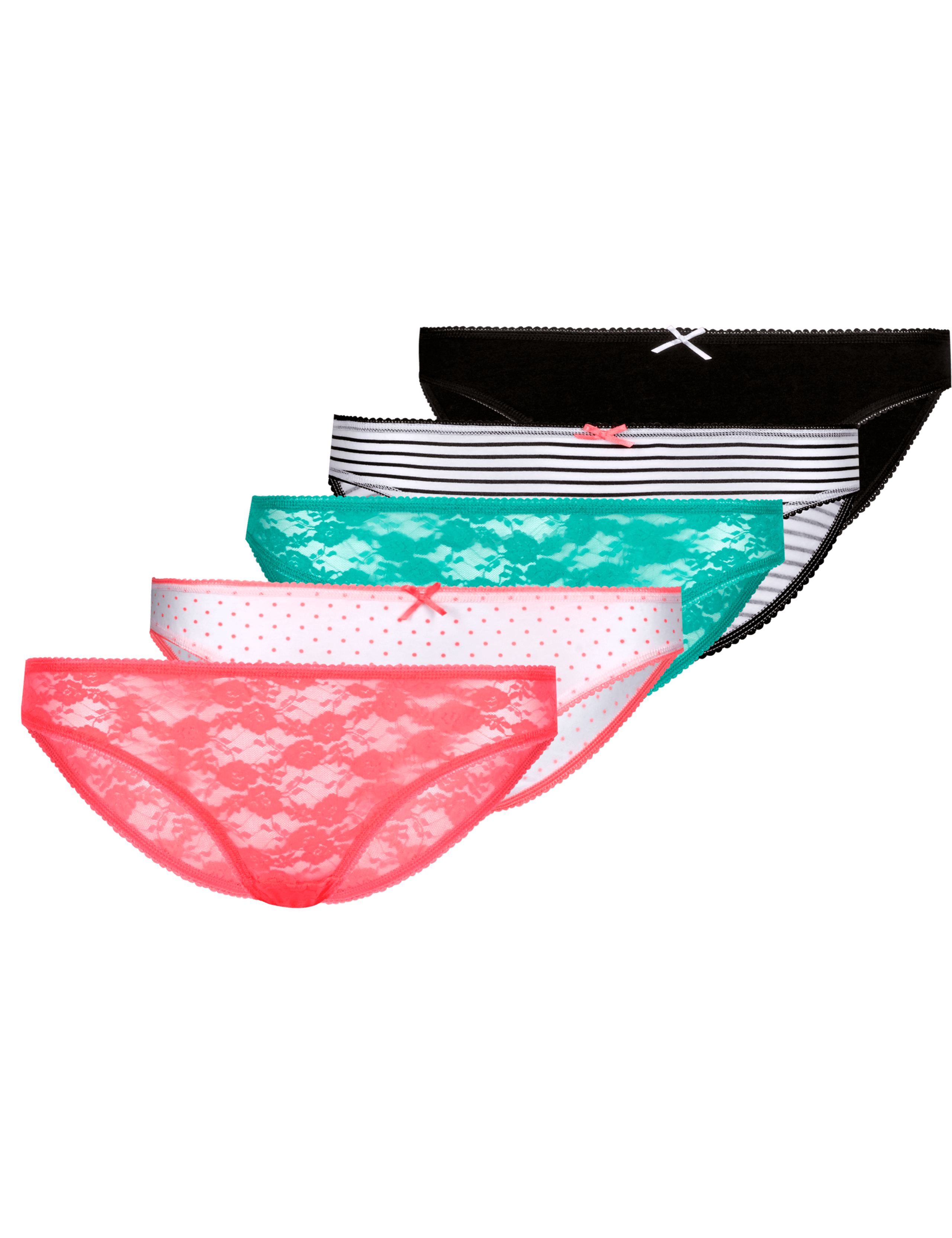 5 Pack Cotton Rich Assorted Lace Bikini Knickers 5 of 5