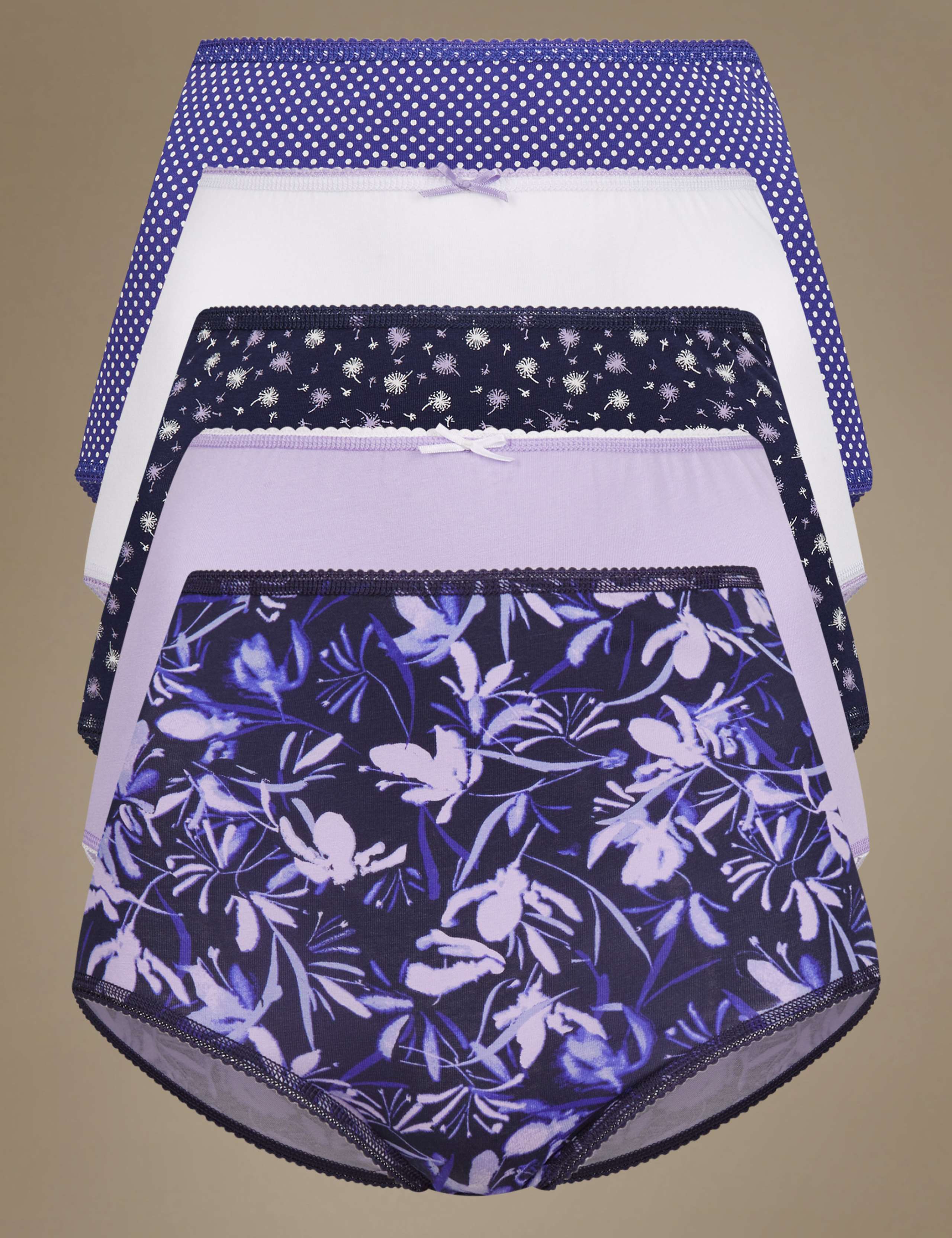 5 Pack Cotton Rich Full Brief Knickers 1 of 3