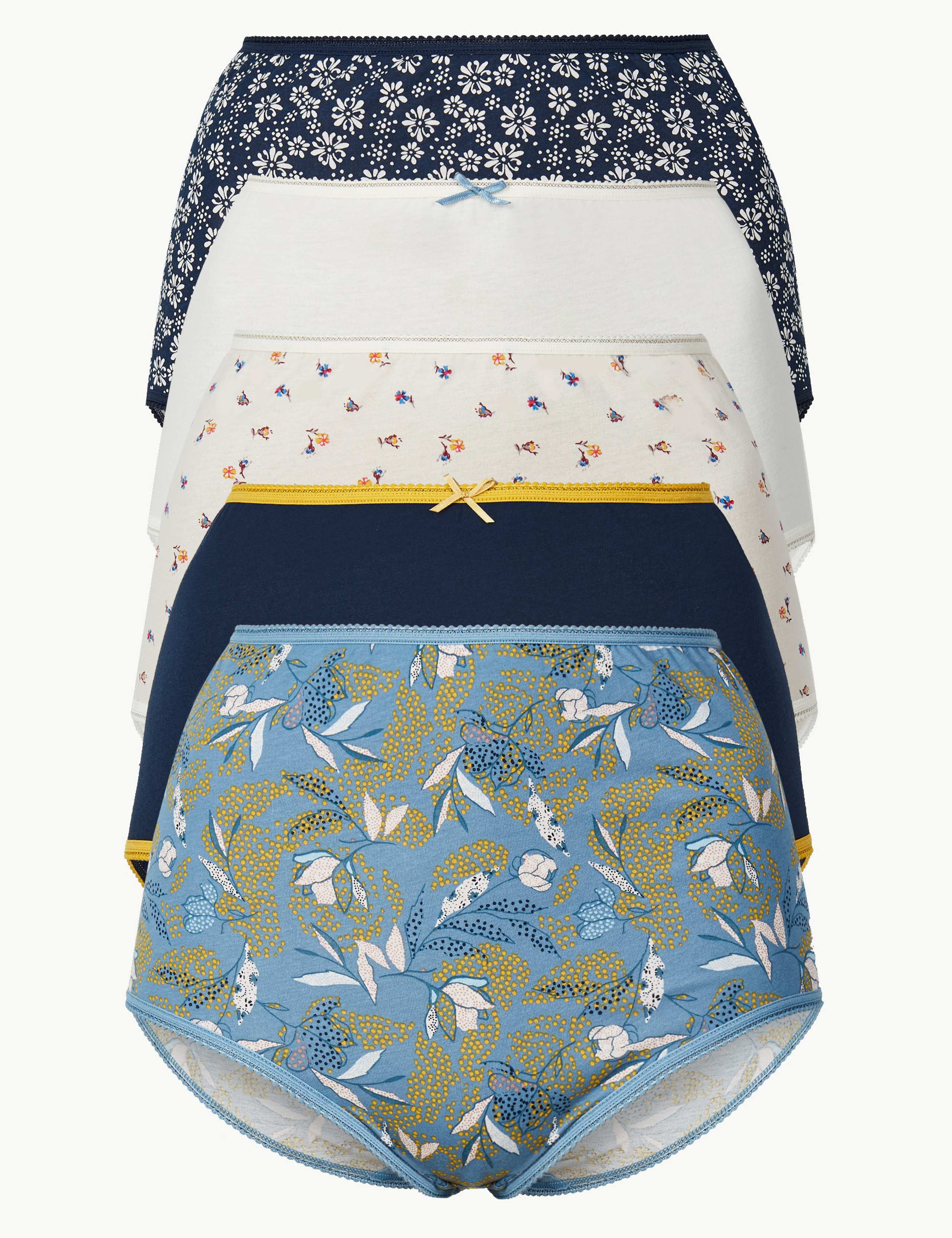 5 Pack Pure Cotton Full Brief Knickers 1 of 4
