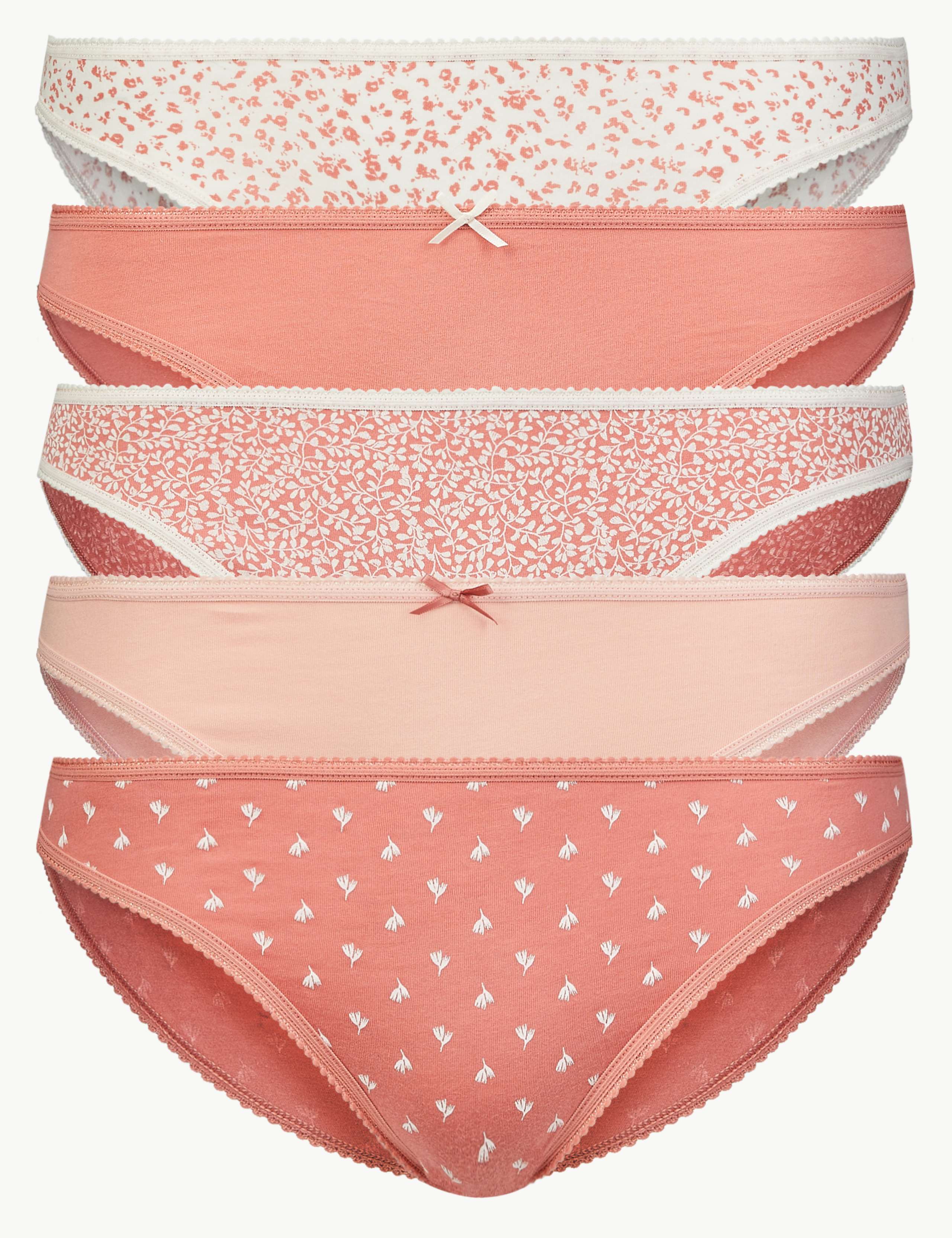 5 Pack Pure Cotton Bikini Knickers 1 of 4