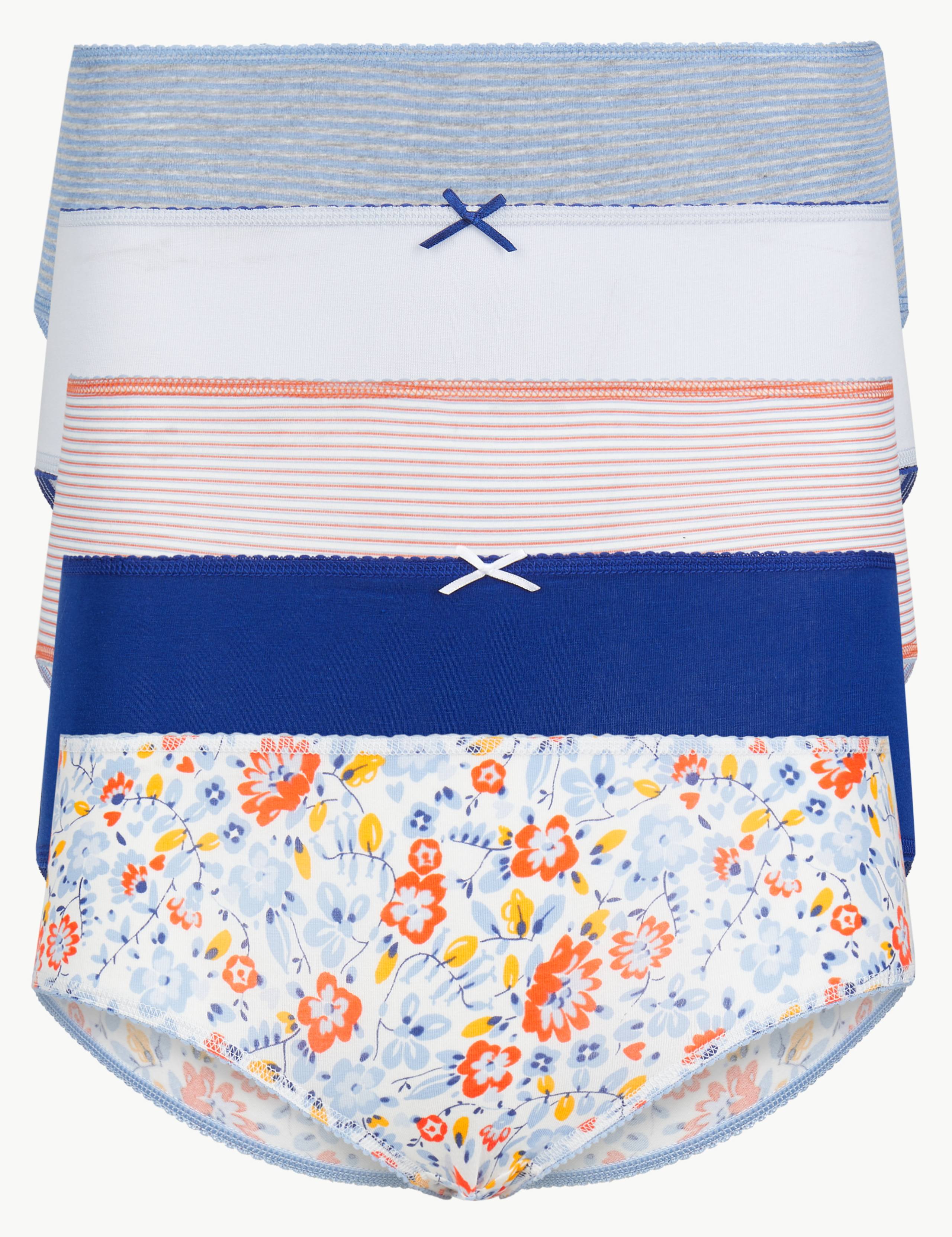 5 Pack Cotton Rich Midi Knickers 1 of 4