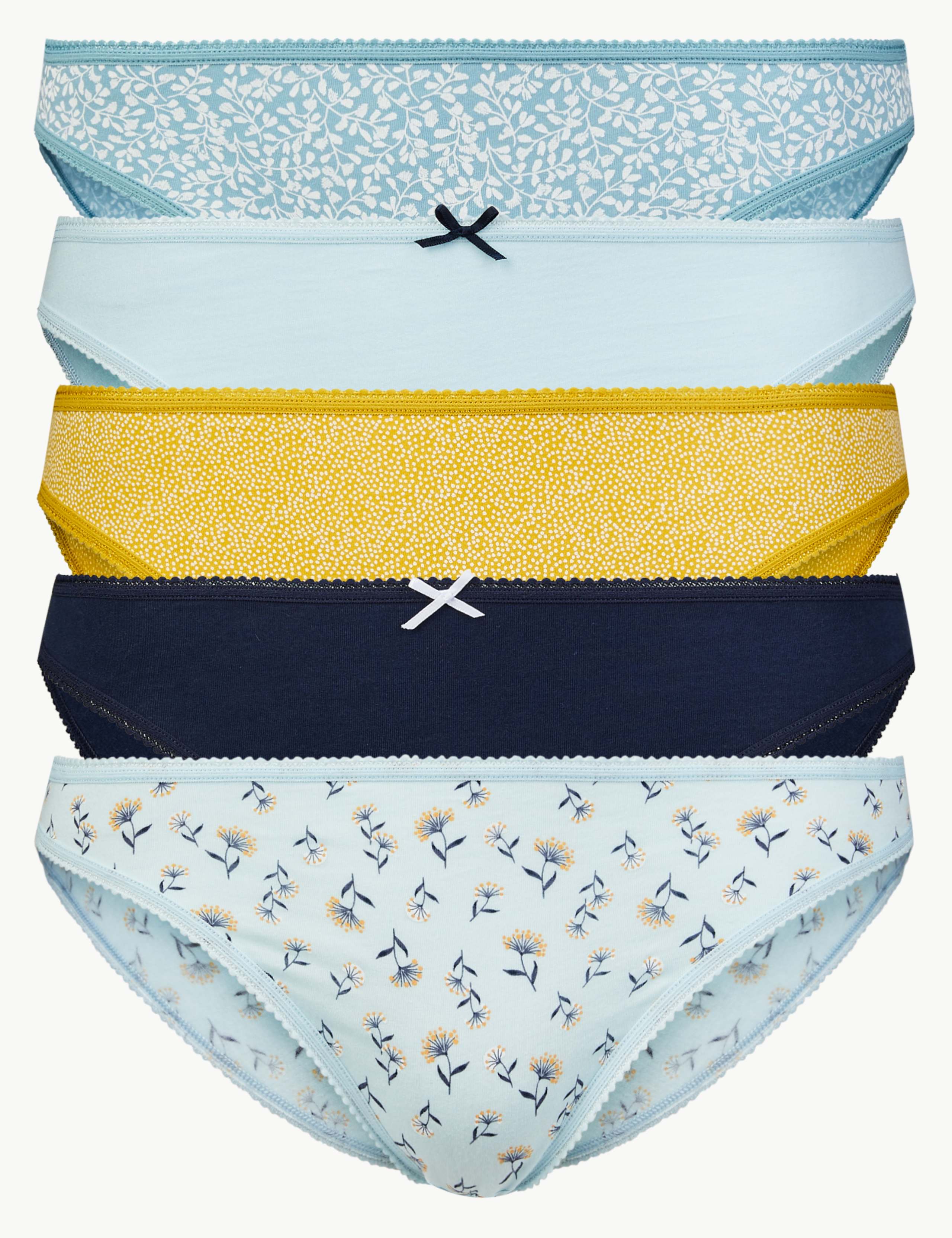 5 Pack Pure Cotton Bikini Knickers 1 of 4