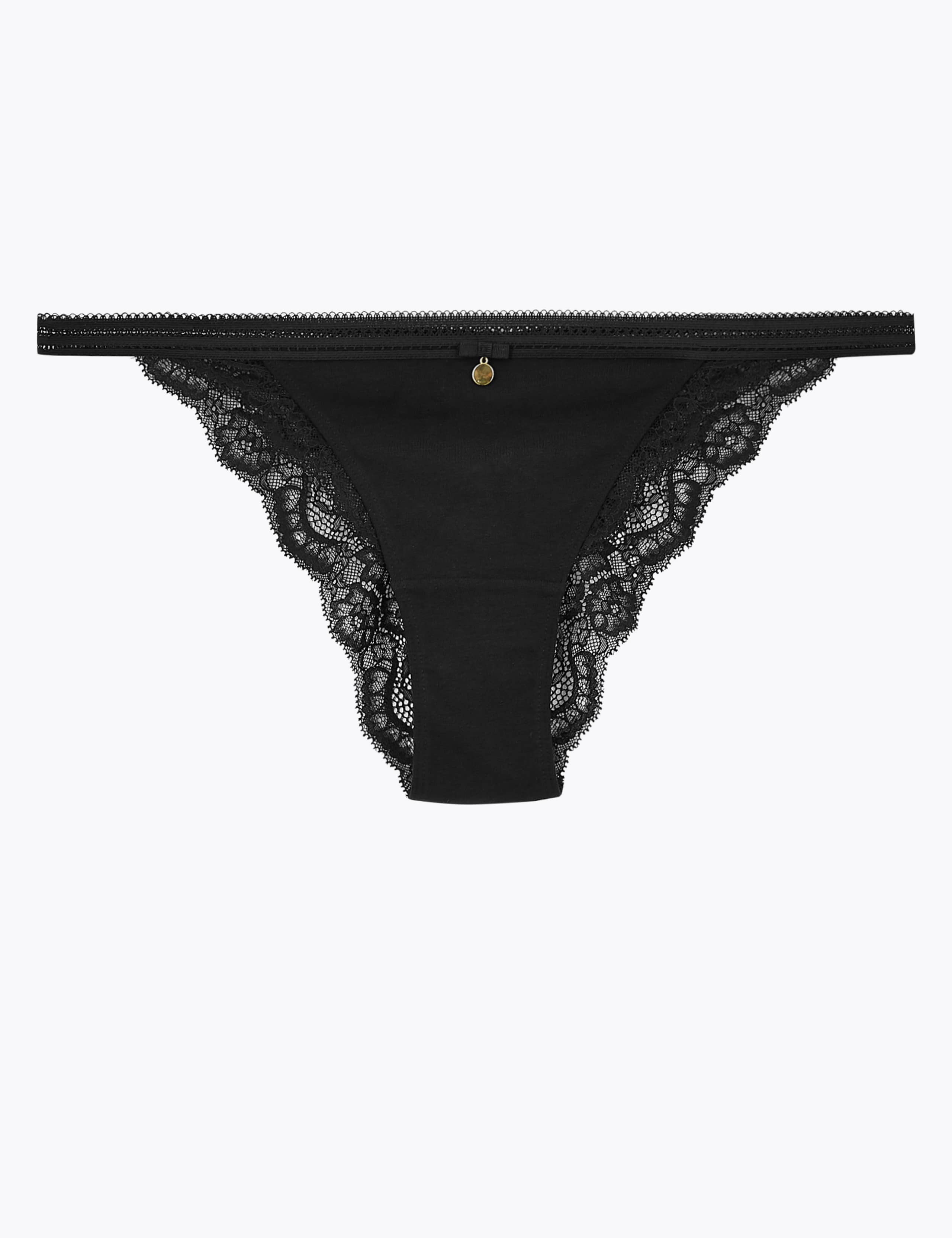 Cotton & Lace Tanga Brazilian Knickers 1 of 3