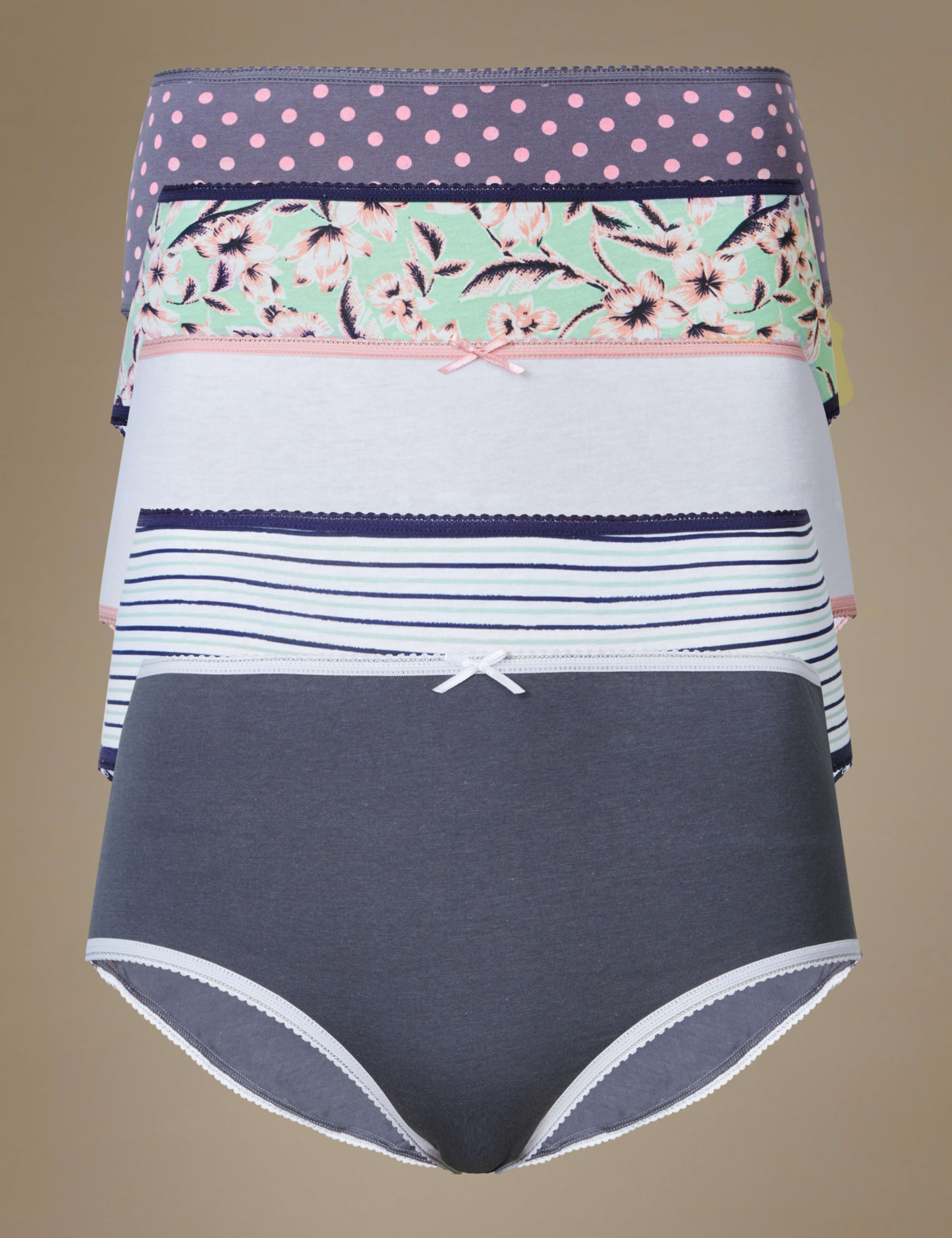 5 Pack Pure Cotton Midi Knickers 1 of 5
