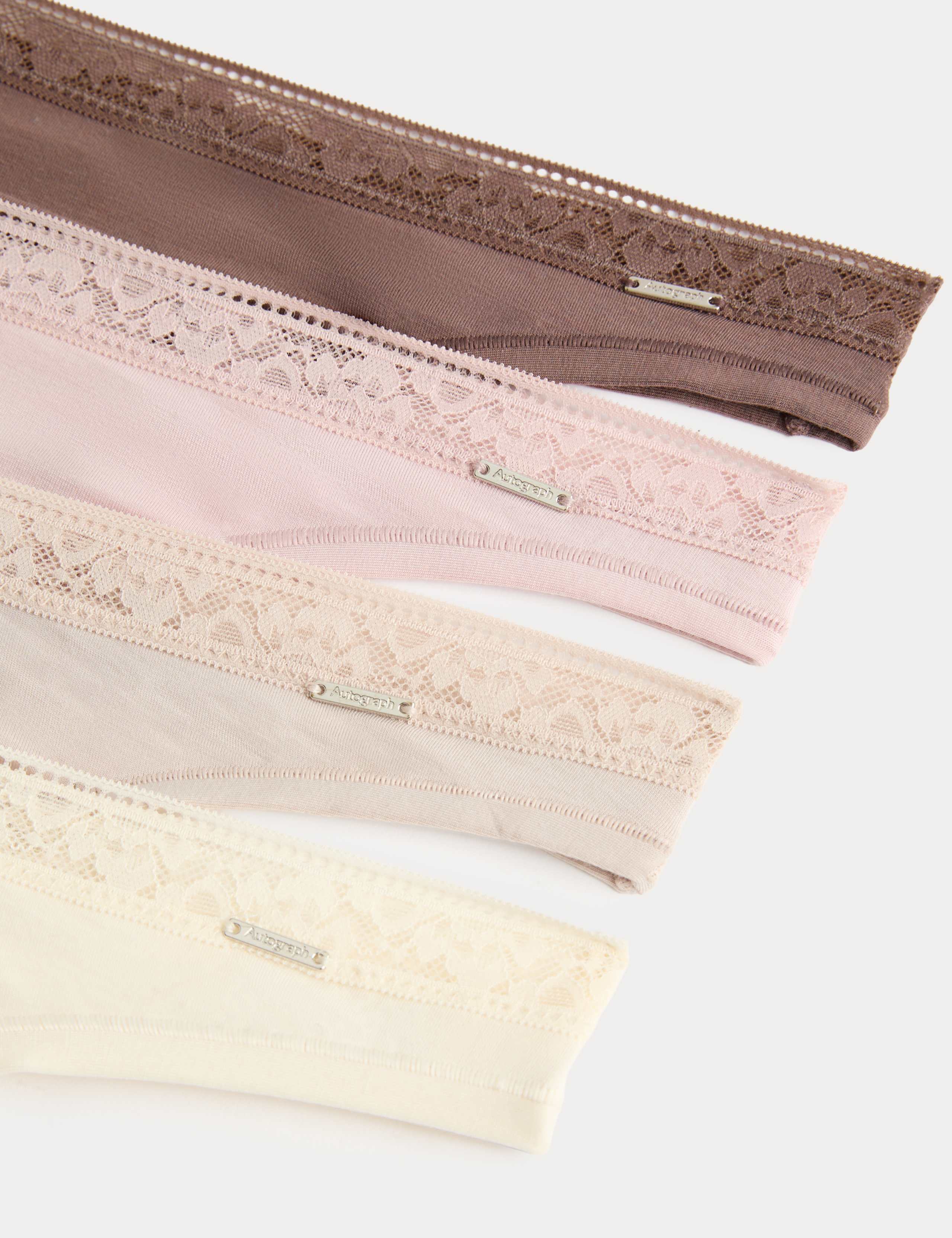 4 Pack Modal with Silk & Lace Thongs 2 of 2