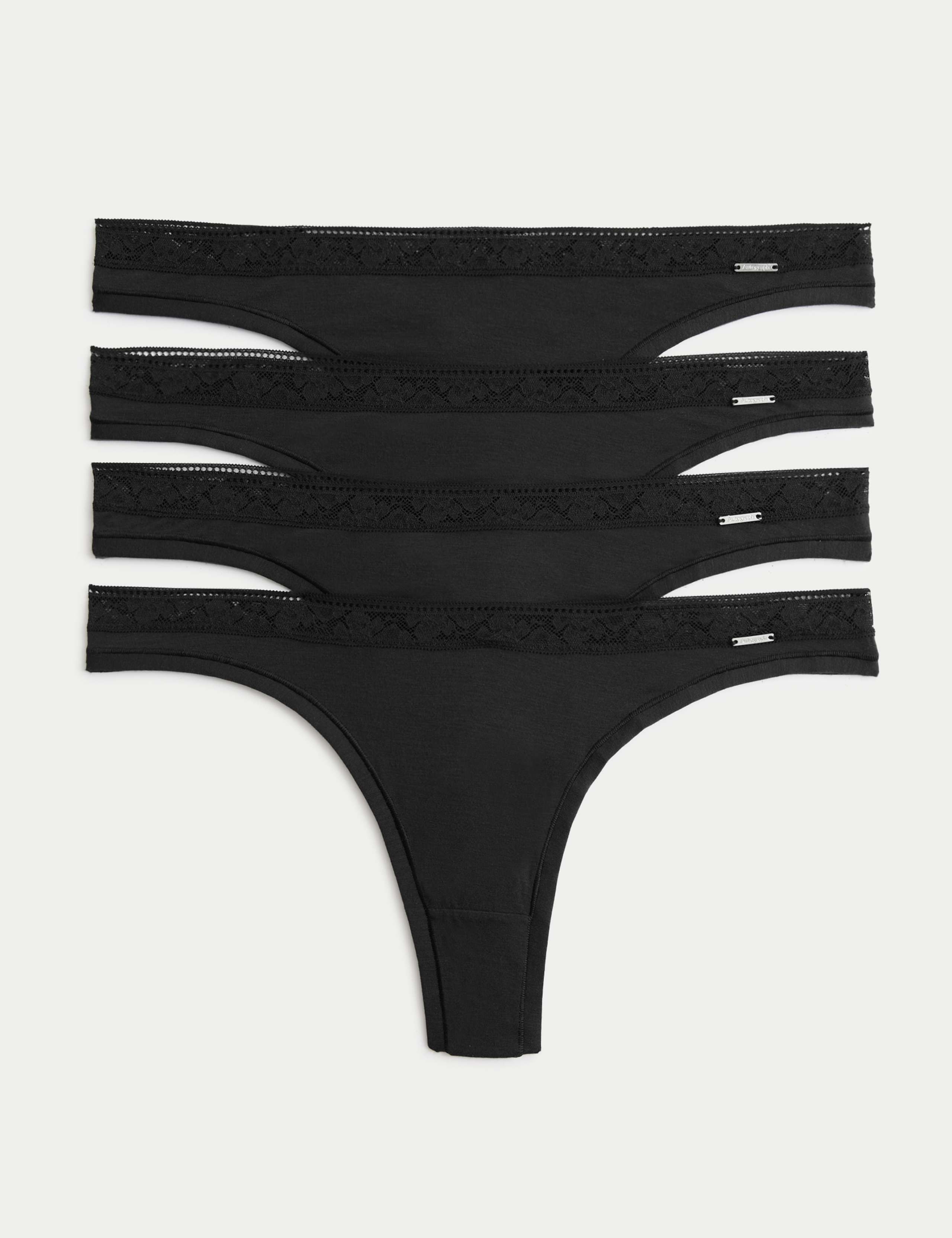 4 Pack Modal with Silk & Lace Thongs 2 of 5