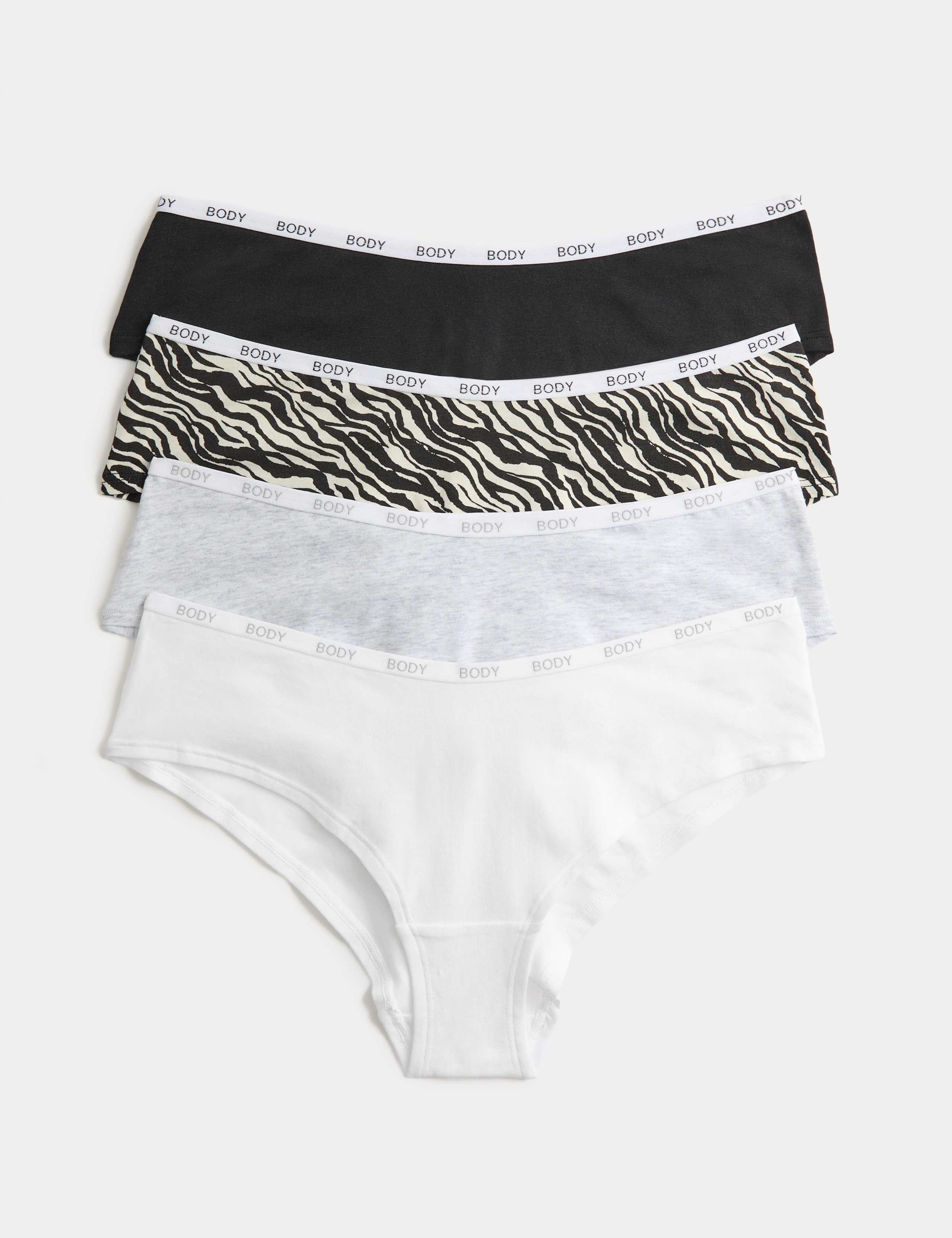 4 Pack Cotton Rich Hipster Knickers 1 of 5