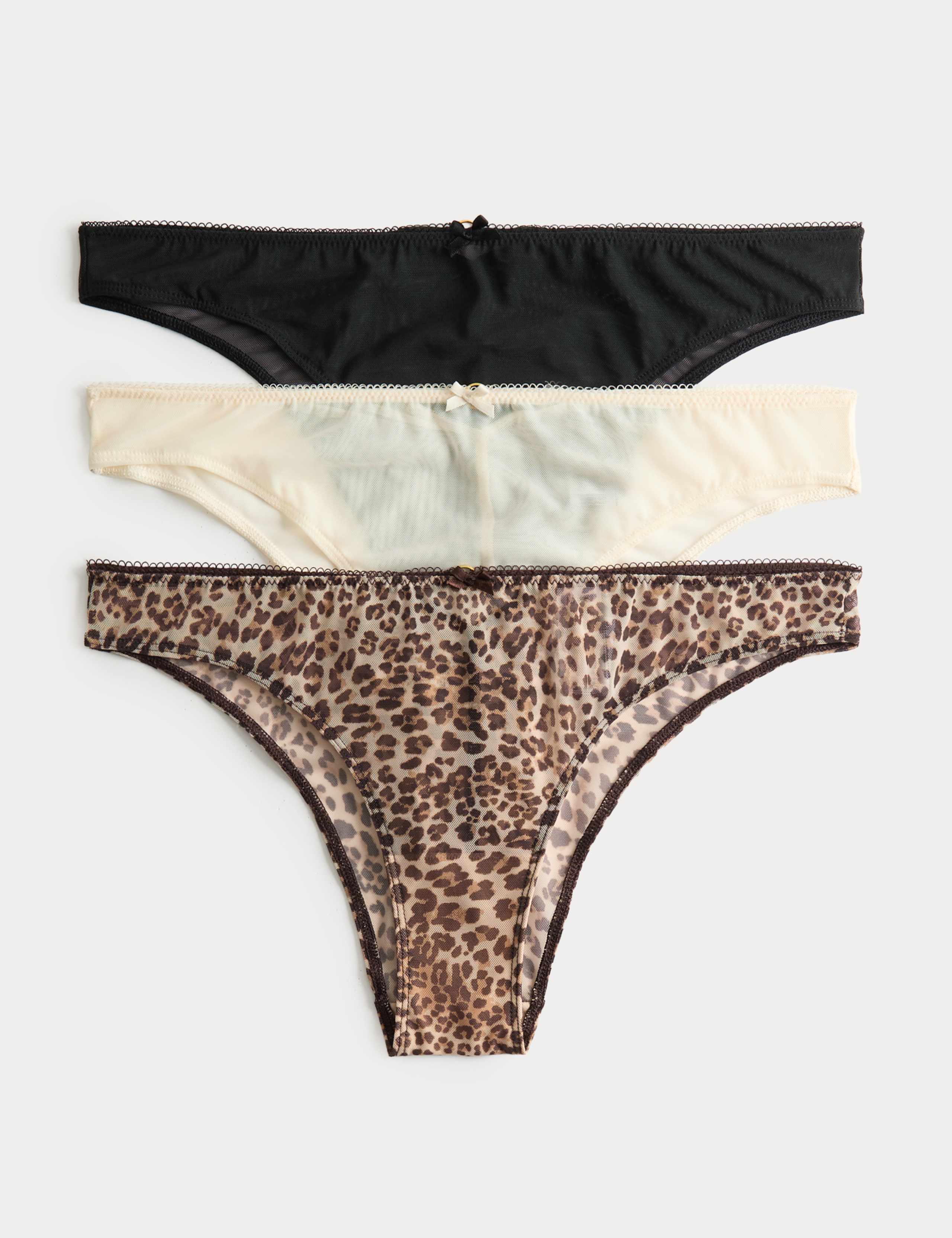 3 Pack Mesh Brazilian Knickers 1 of 6