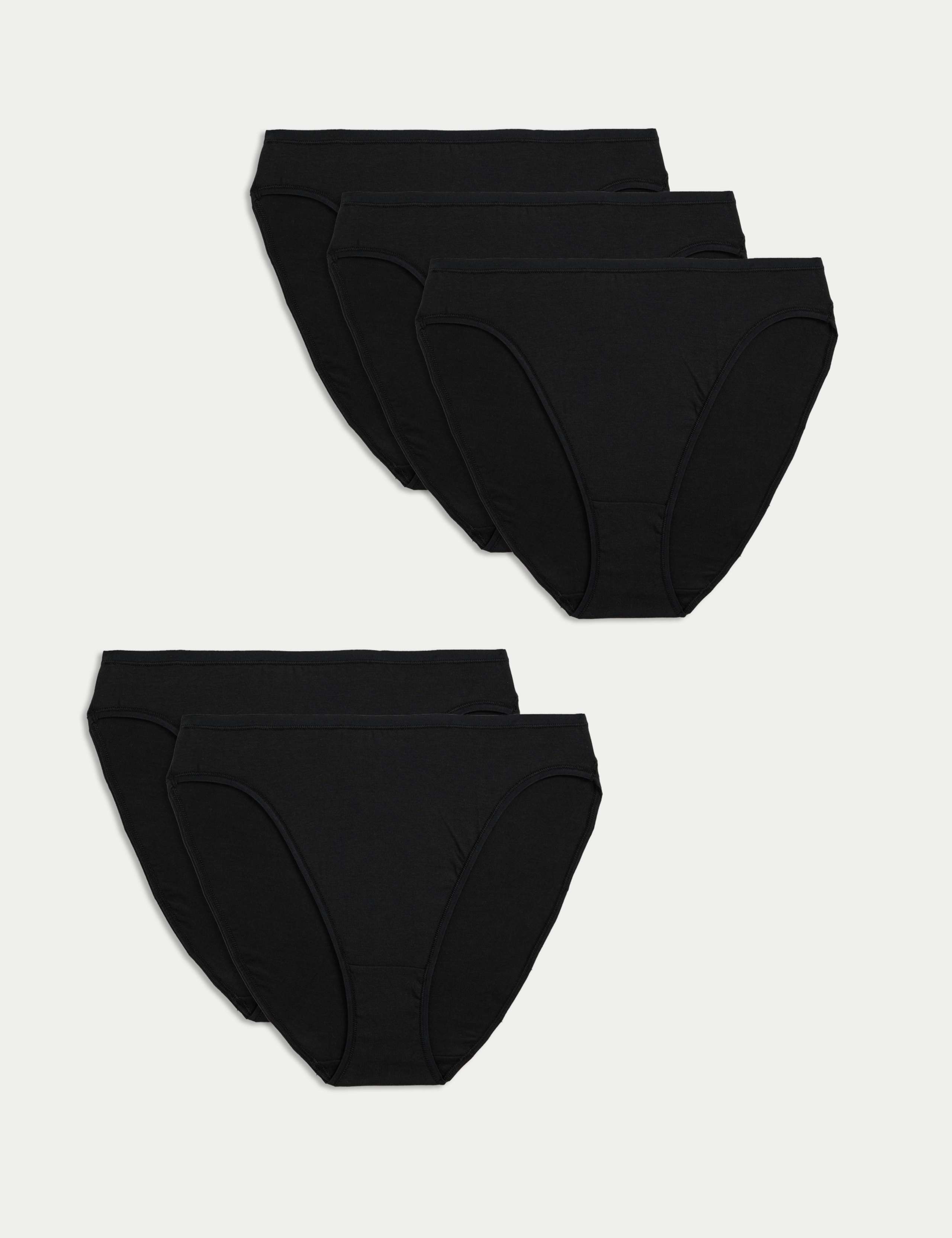 5 Pack Cotton Modal High Leg Knickers 1 of 2