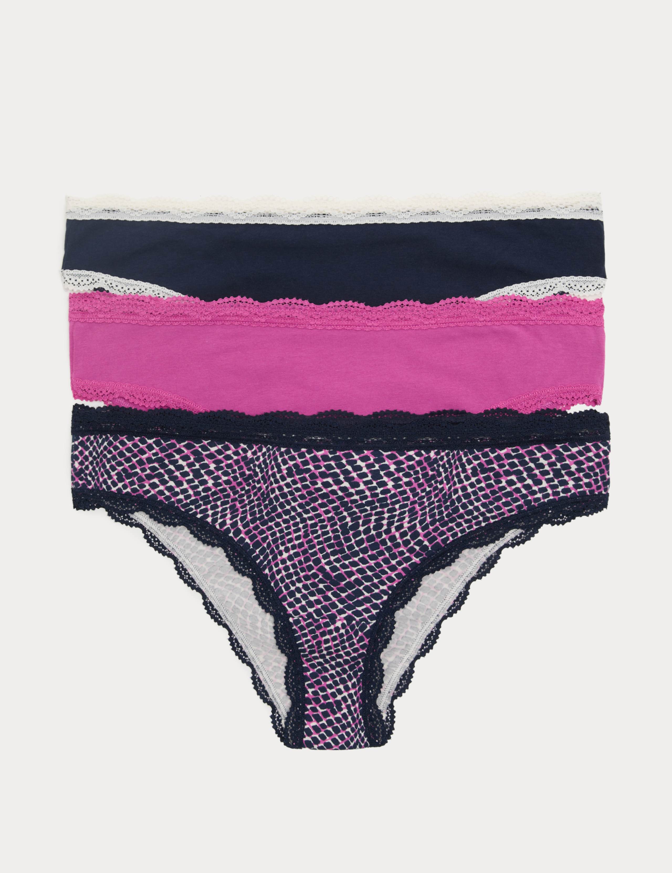 3pk Cotton Rich Brazilian Knickers 1 of 5