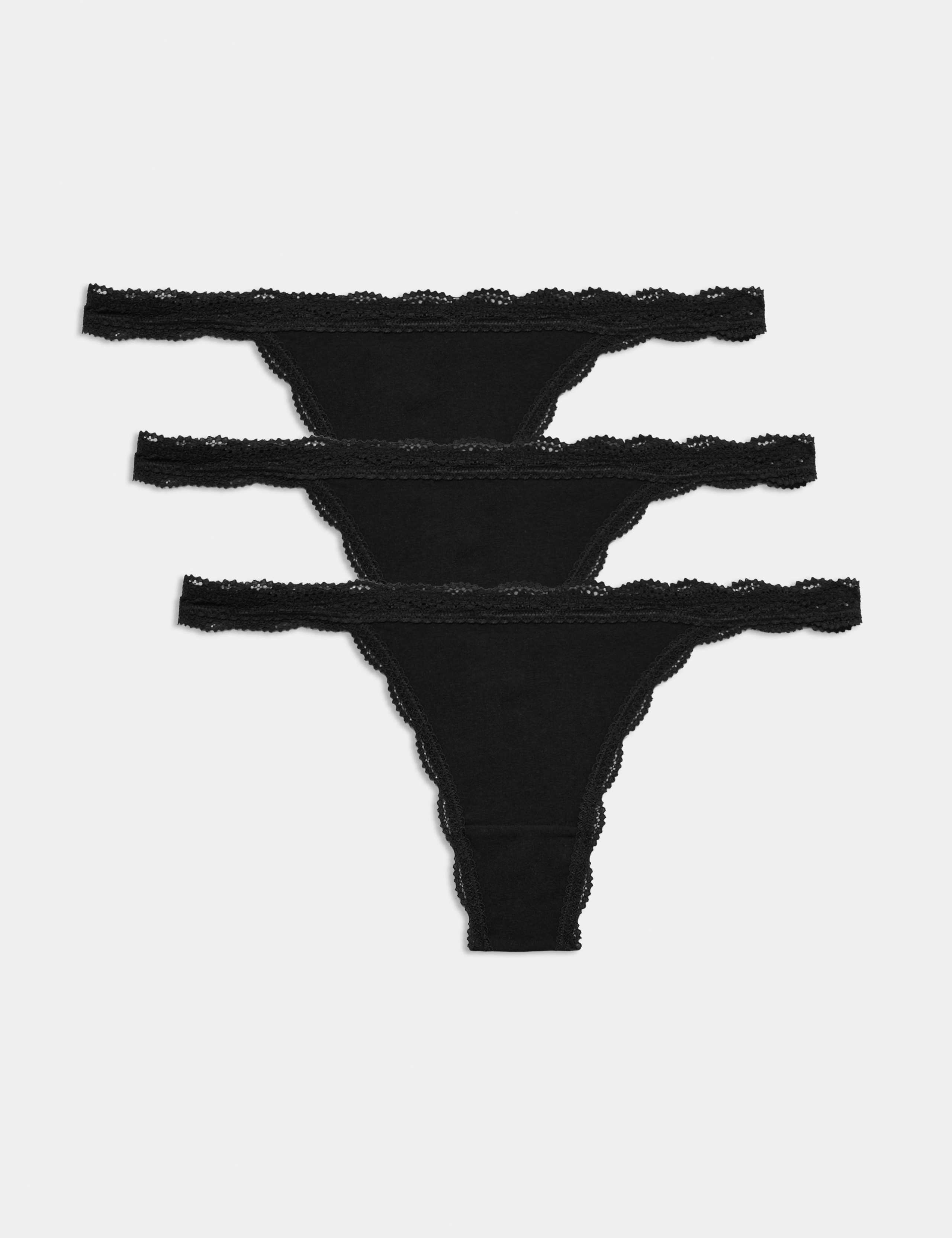3 pack Cotton Rich Thongs 1 of 6