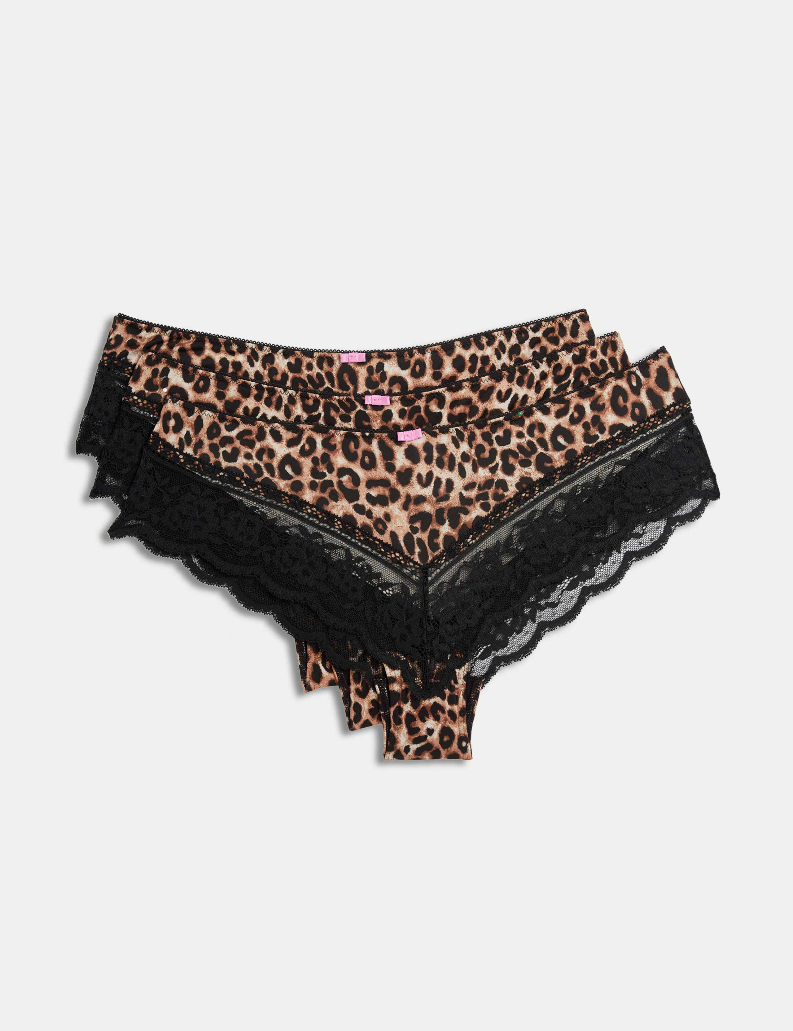 3pk Lace Trim Brazilian Knickers 1 of 5