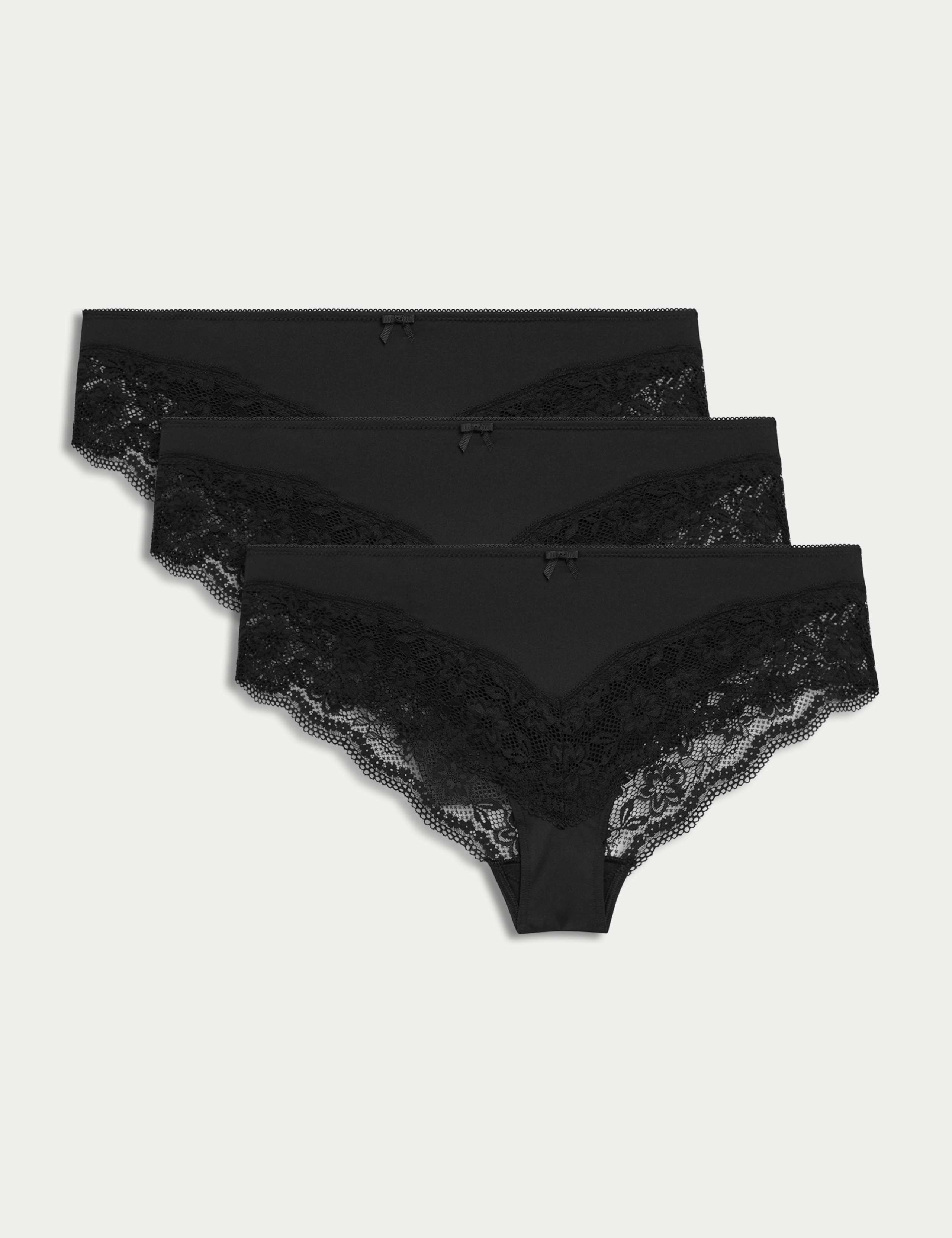 3 Pack Jasmine Lace Trim Brazilian Knickers 1 of 6
