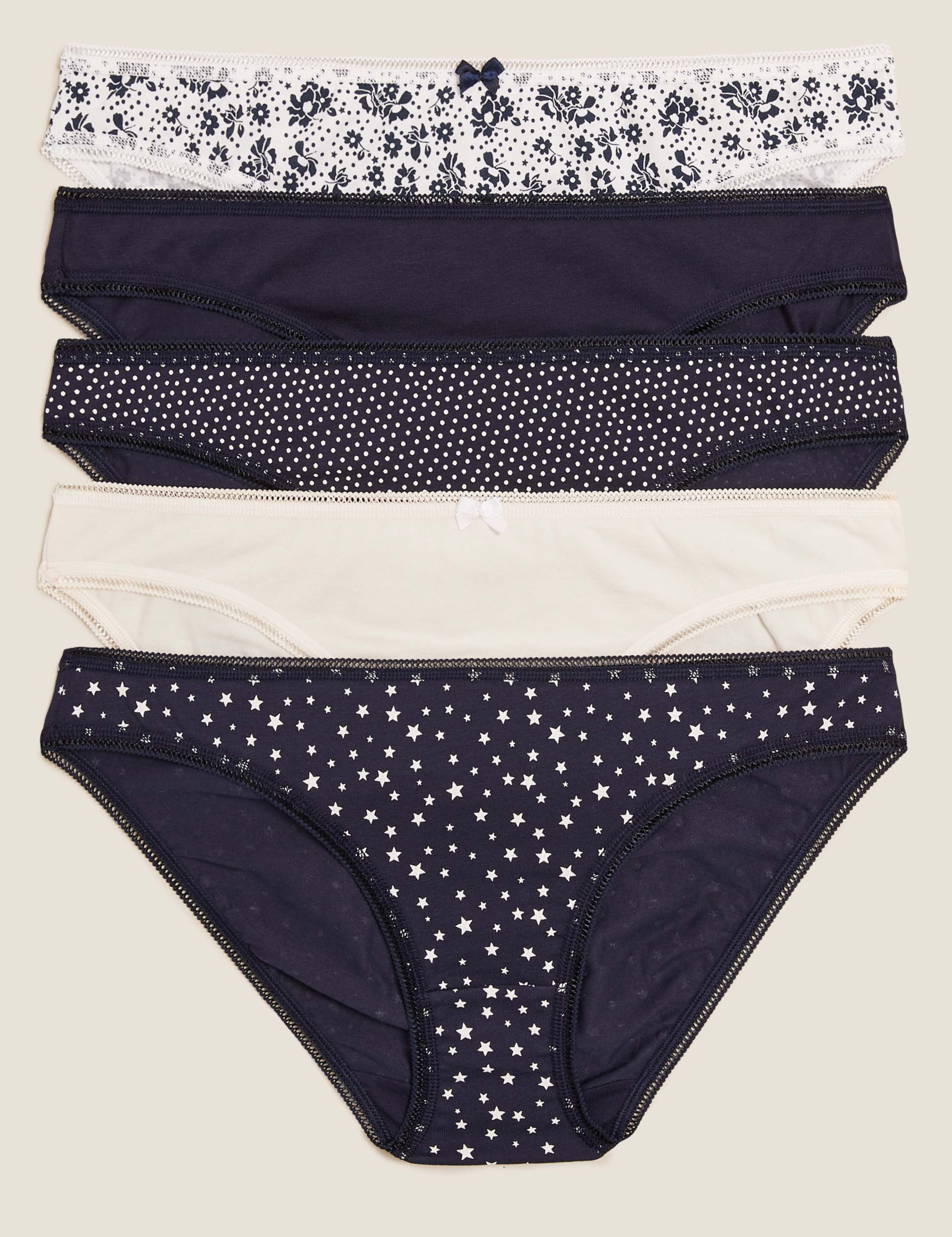 5pk Cotton Lycra® Printed Bikini Knickers 1 of 5