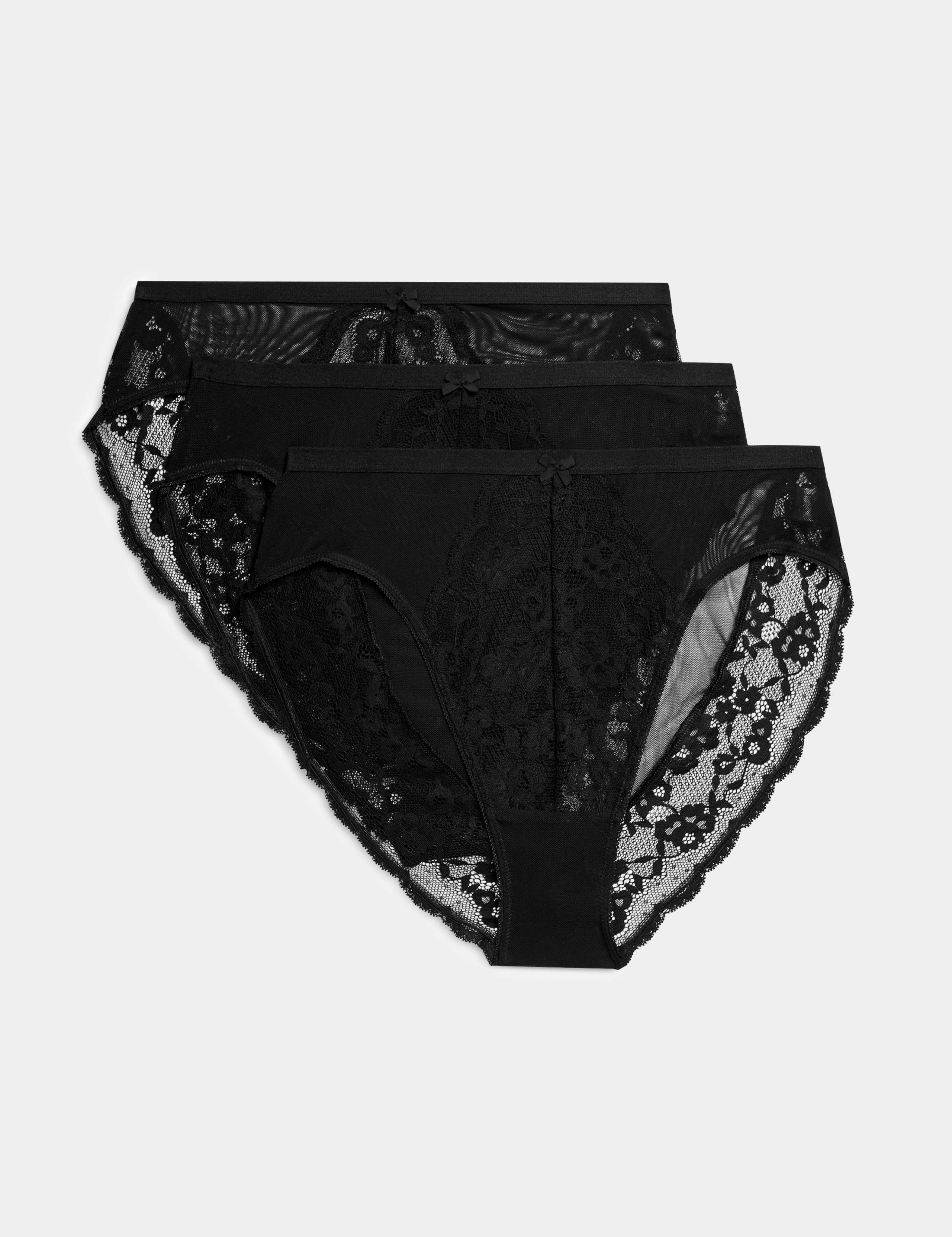 3pk Lace High Waisted High Leg Knickers 1 of 6