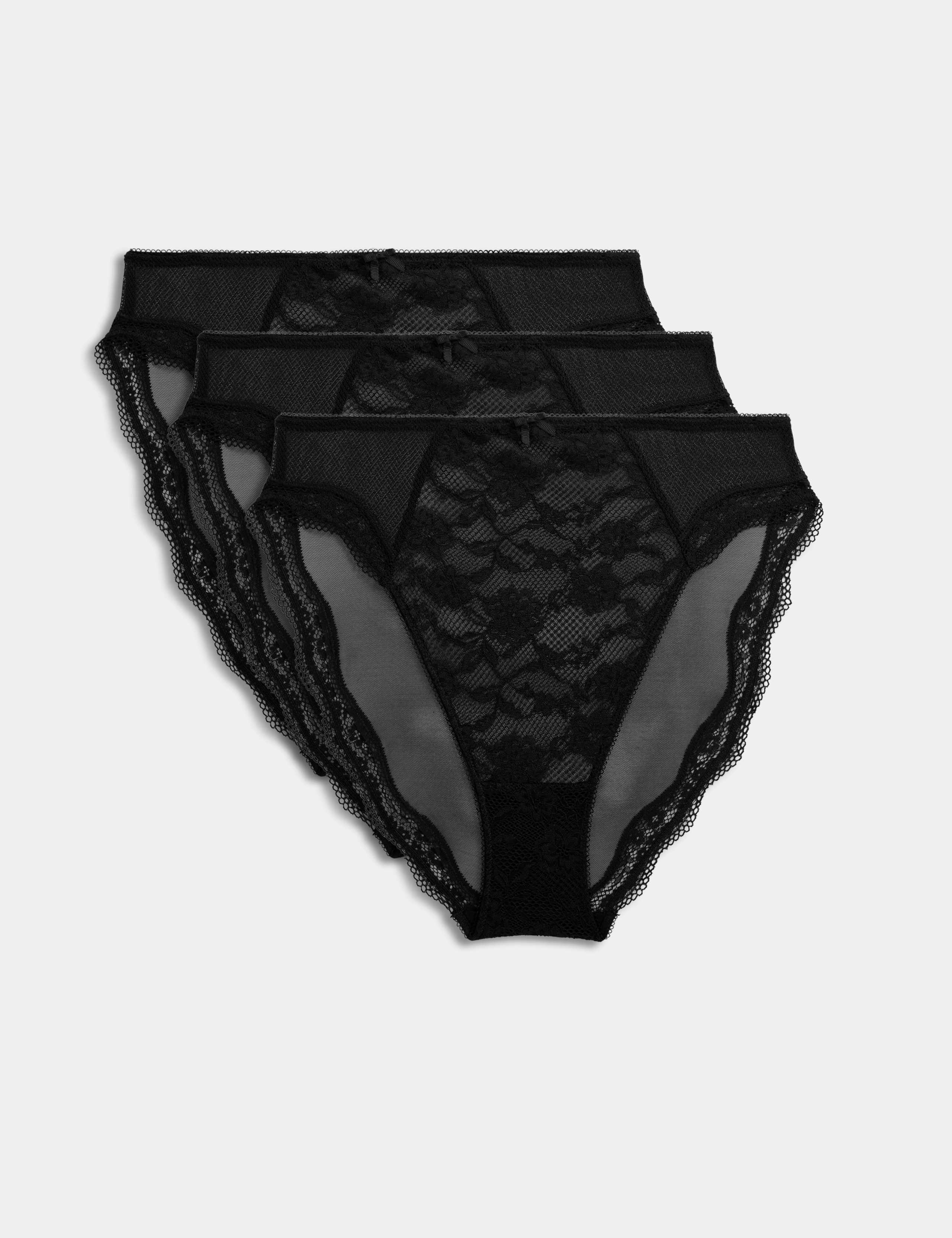 3 Pack Jasmine Lace High Waisted High Leg Knickers 1 of 2