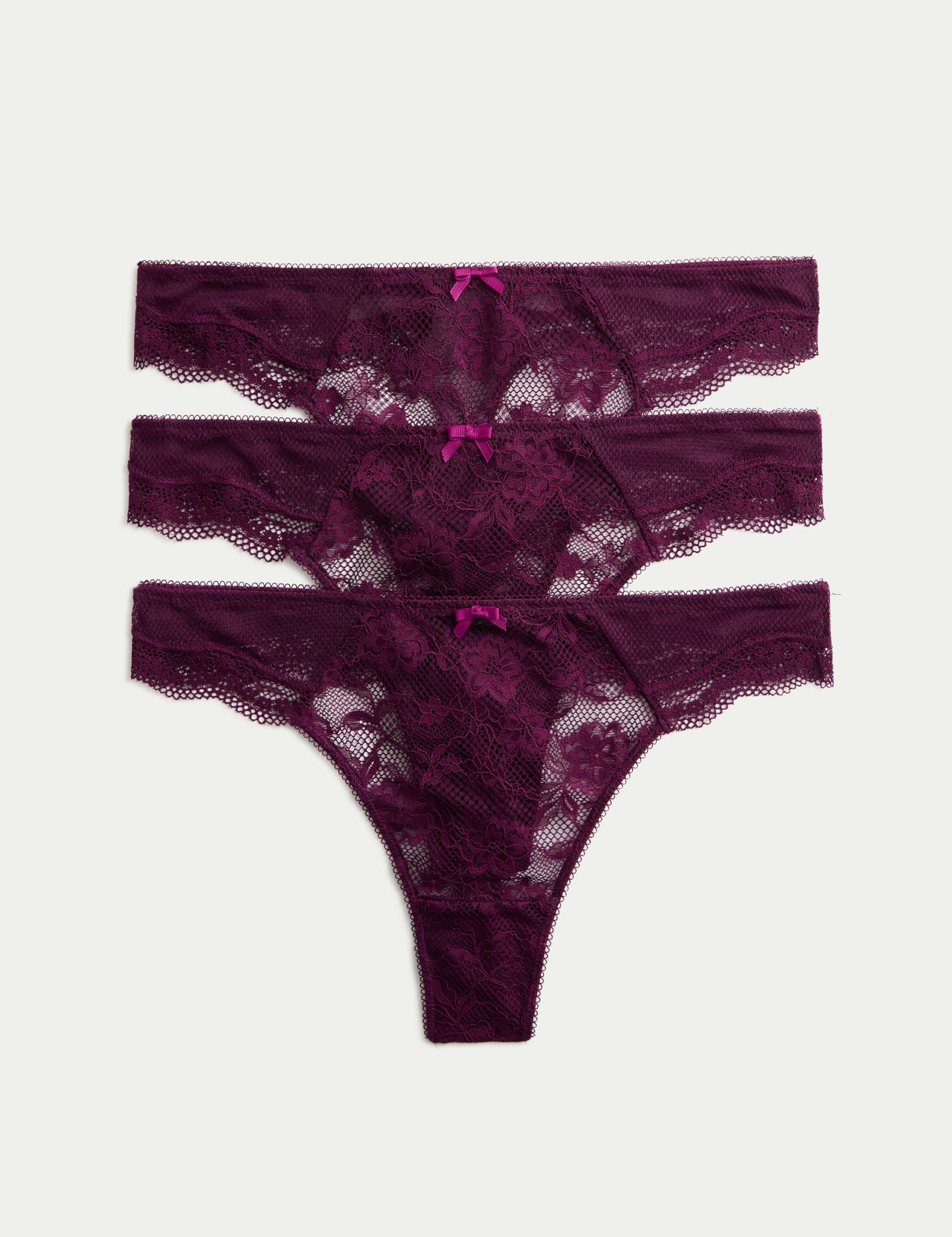3pk Jasmine Lace Thongs 1 of 5