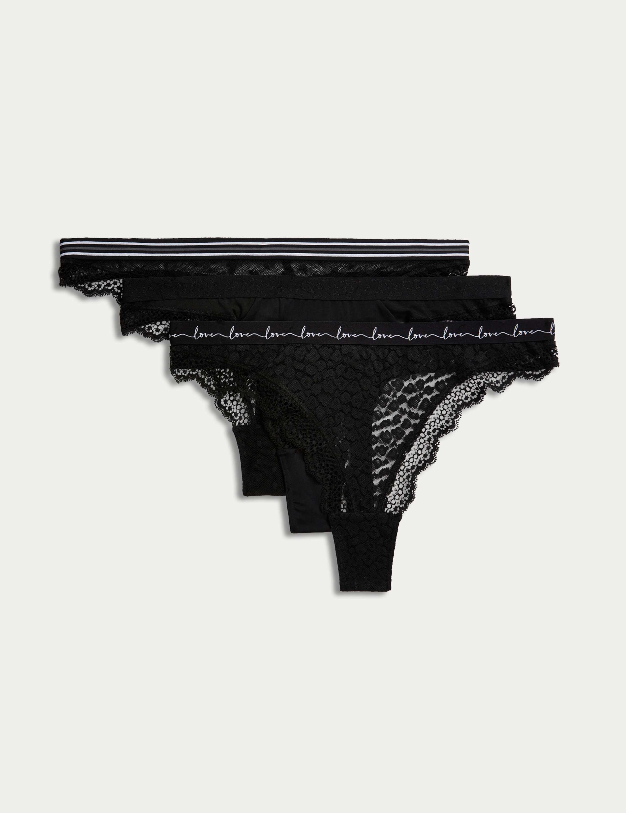 3pk Mesh & Lace Thongs 1 of 5