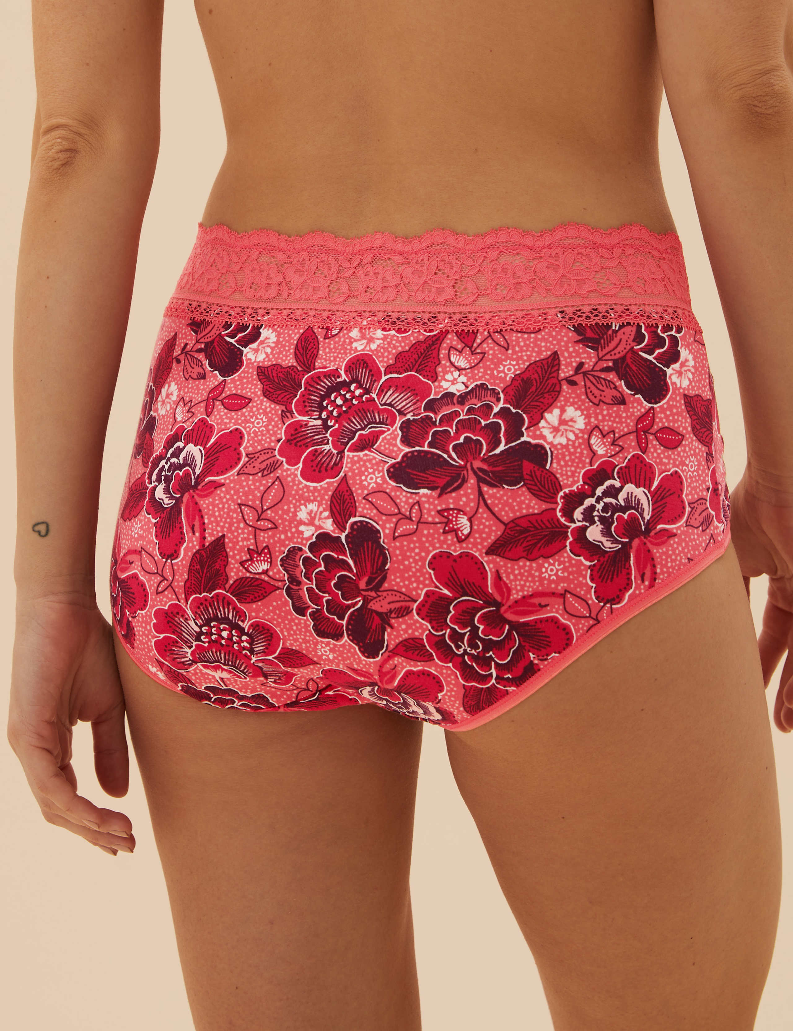 5pk Cotton Lycra® & Lace High Rise Full Briefs 4 of 4