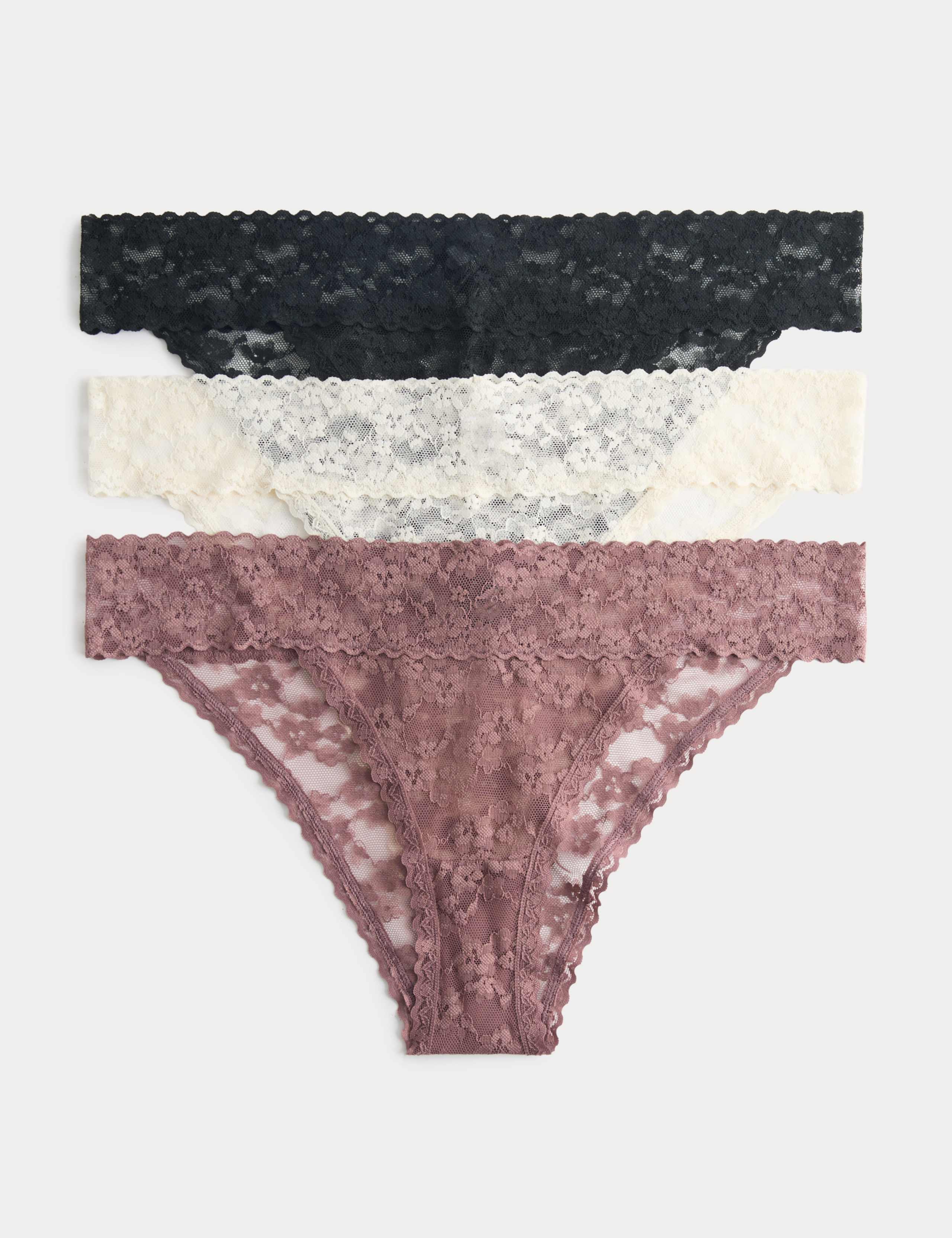 3 Pack Lace Brazilian Knickers 1 of 7
