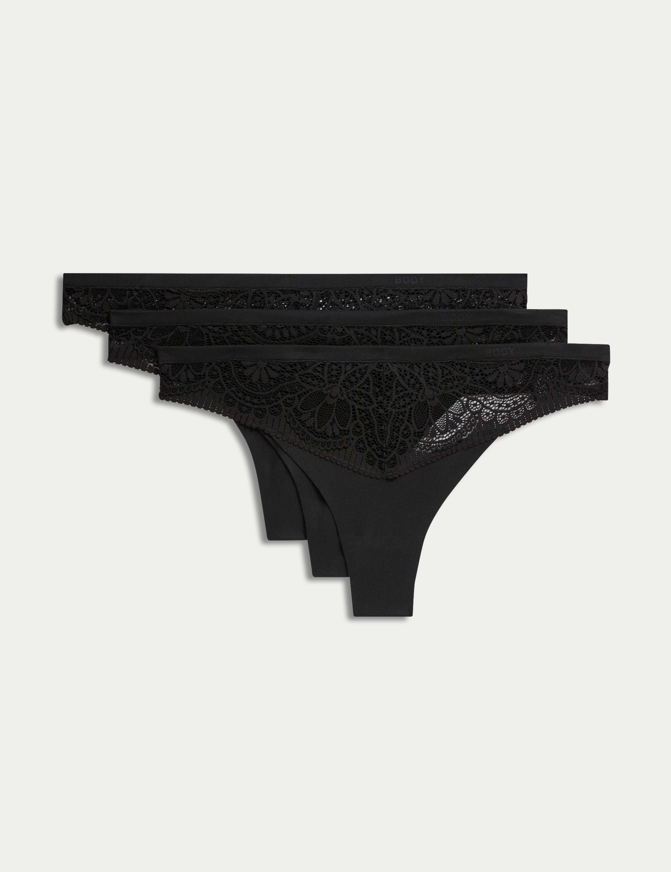 3 Pack Body Soft™ Lace Thongs 1 of 6