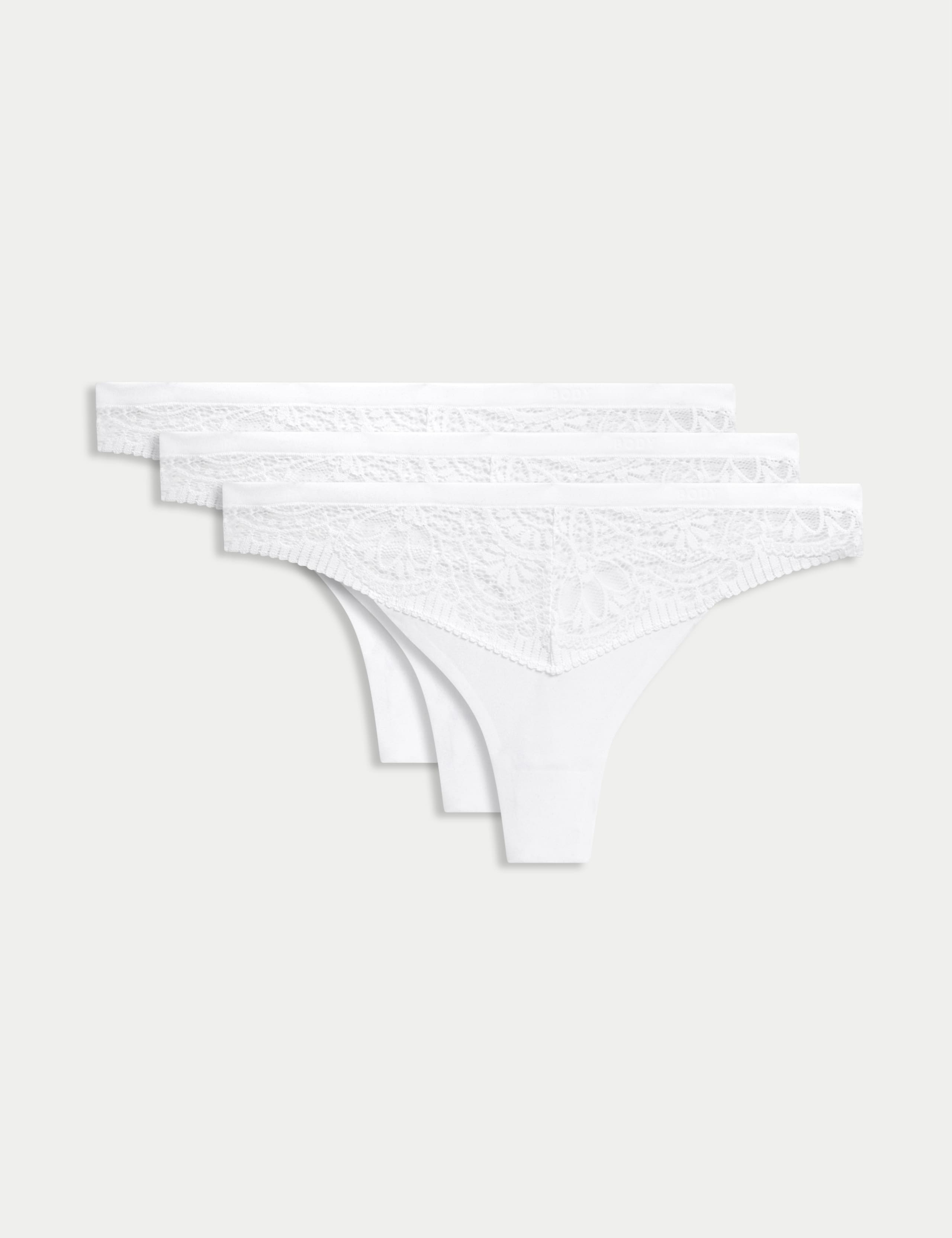 3pk Body Soft™ Lace Thongs 1 of 5