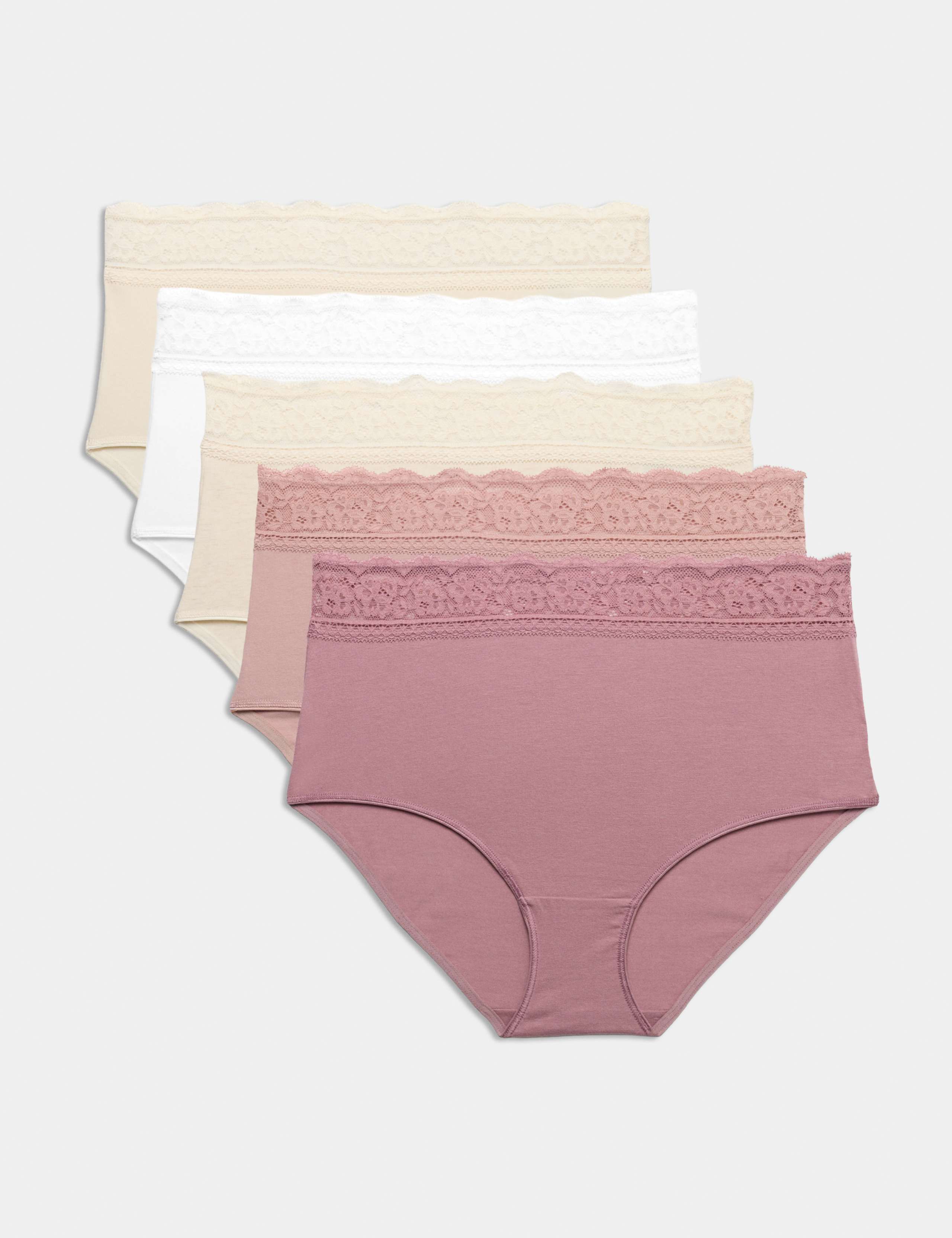 5pk Cotton Lycra® & Lace Full Briefs 1 of 4