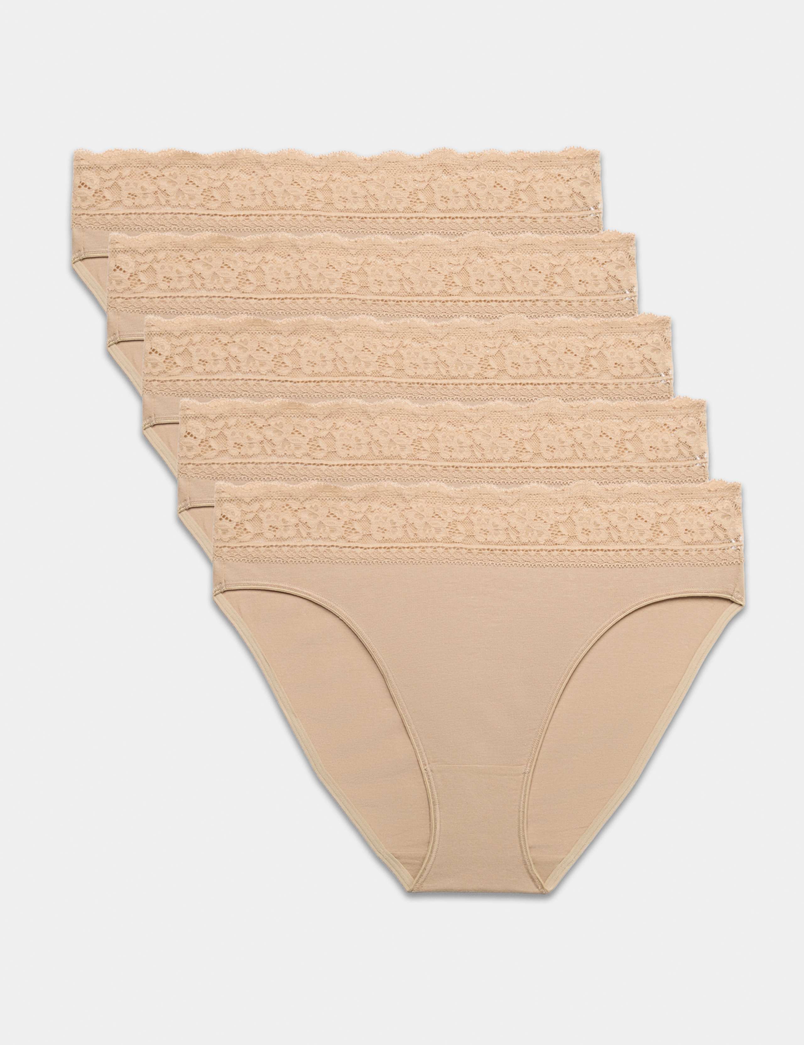 5pk Cotton Lycra® High Leg & Lace Knickers 1 of 6