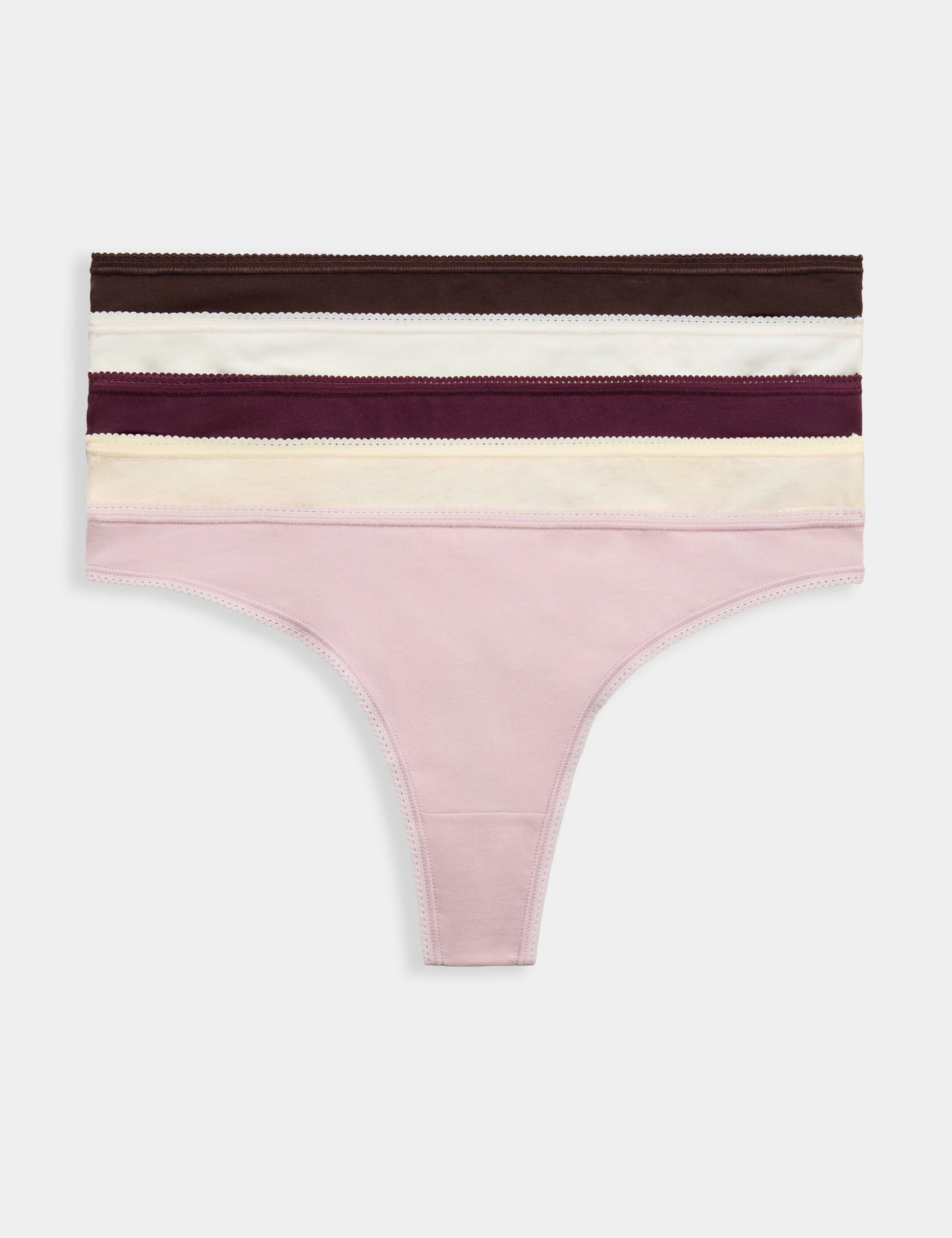 5 Pack Cotton Lycra® Thongs 1 of 4